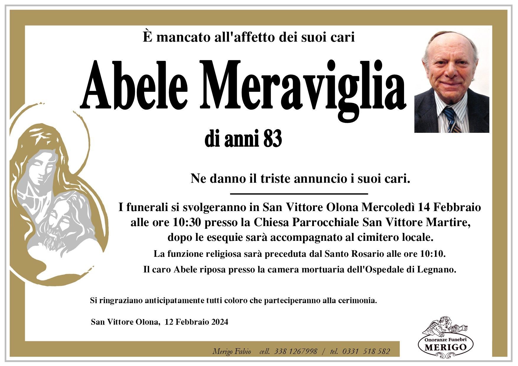 necrologio Abele Meraviglia