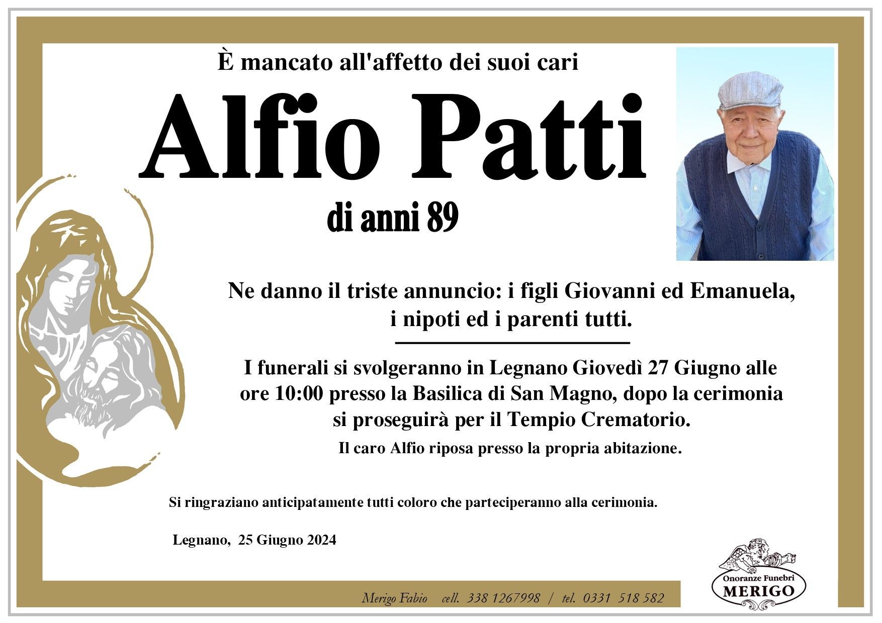 necrologio Alfio Patti