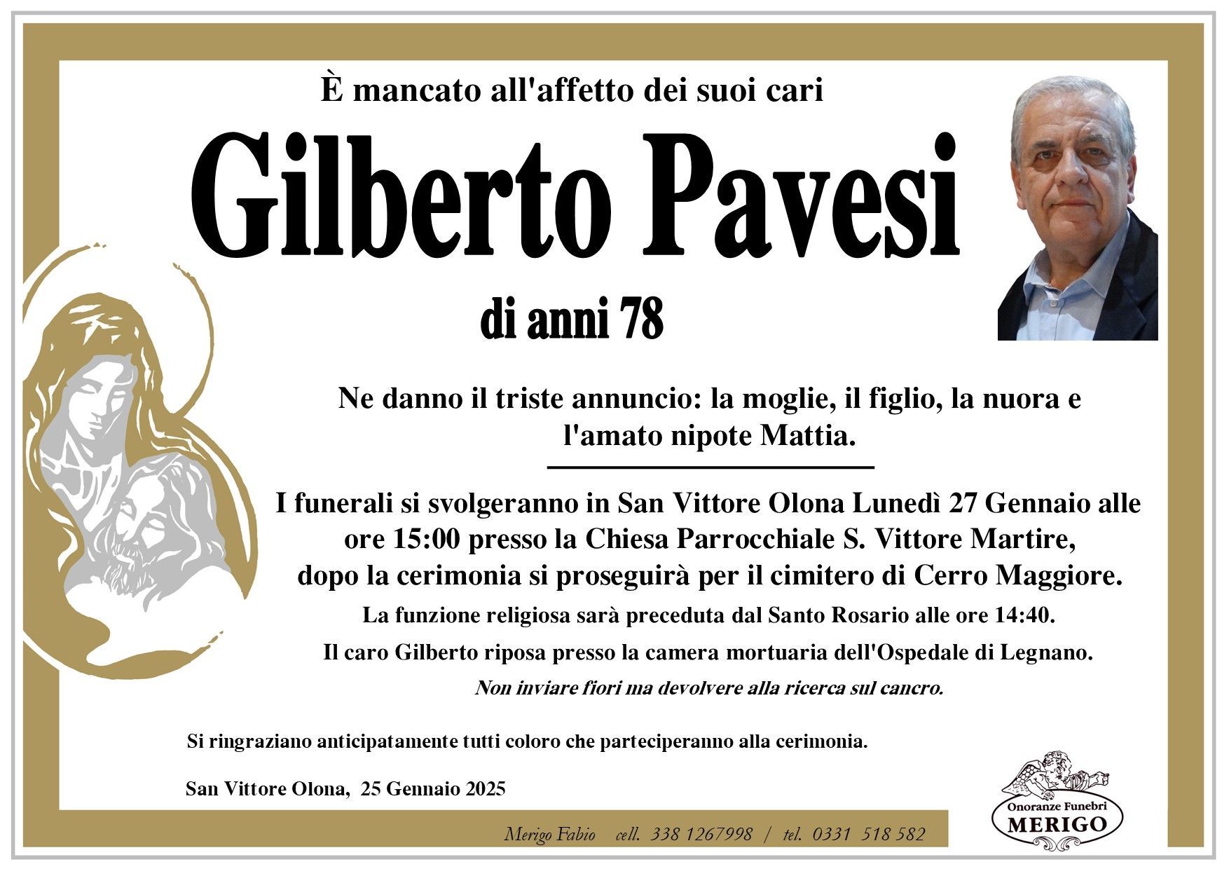necrologio Gilberto Pavesi