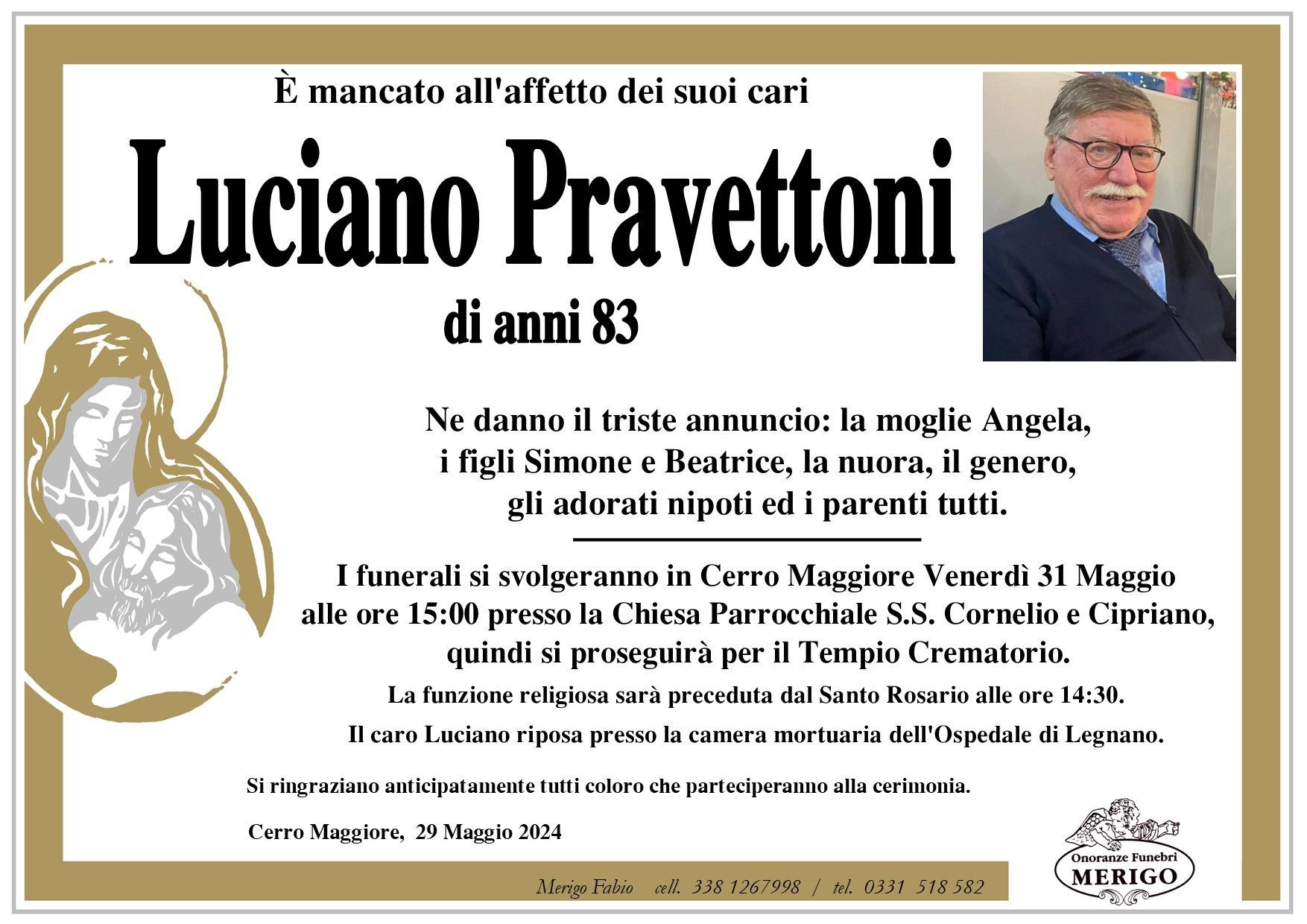 necrologio Luciano Pravettoni