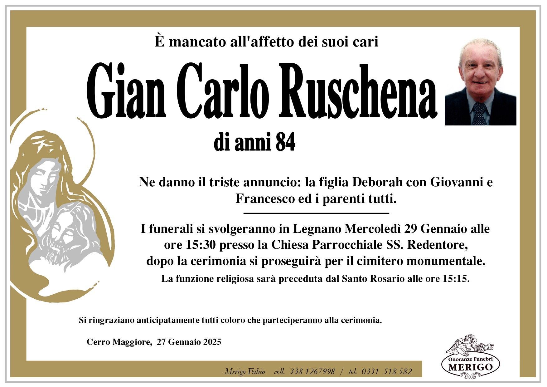 necrologio Gian Carlo Ruschena