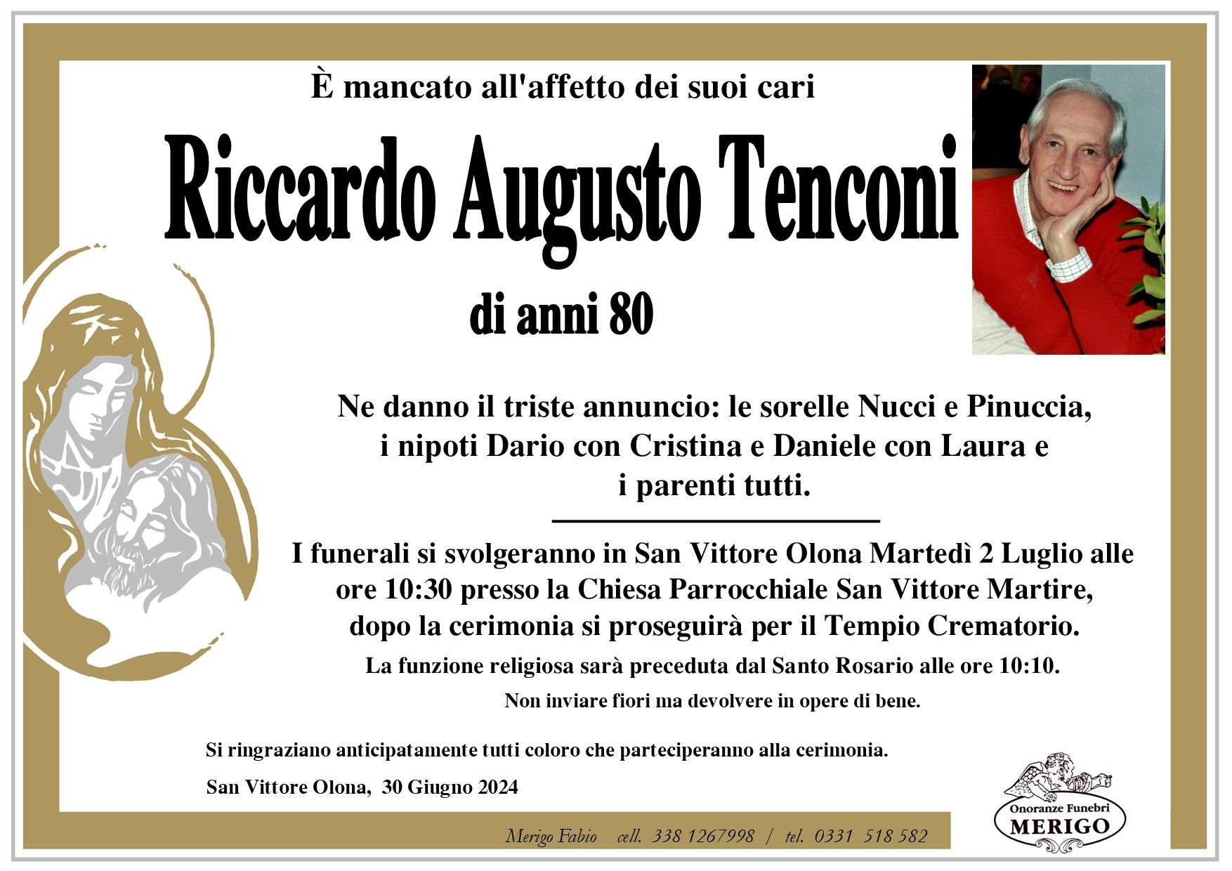 necrologio Riccardo Augusto Tenconi