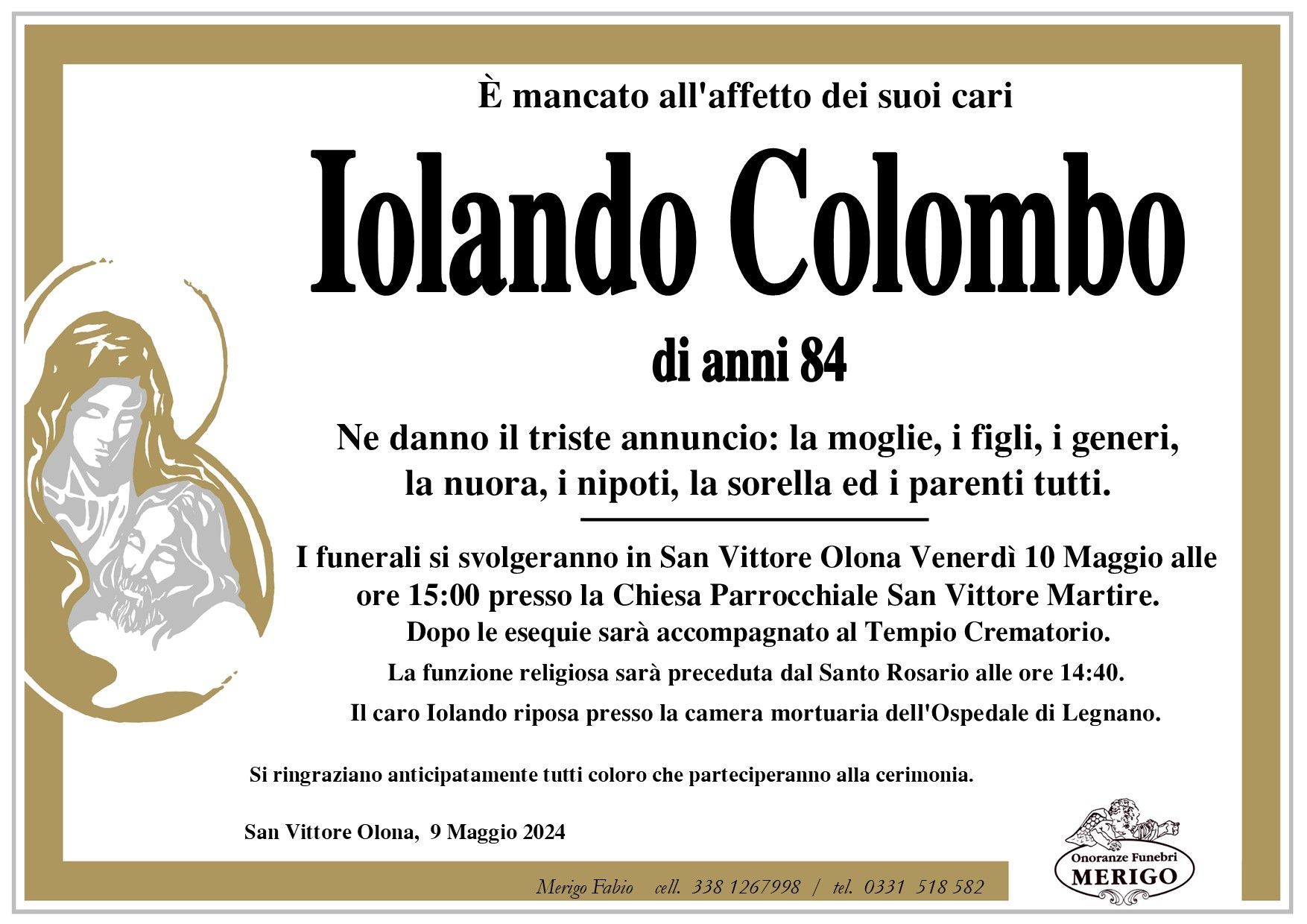 necrologio Iolando Colombo