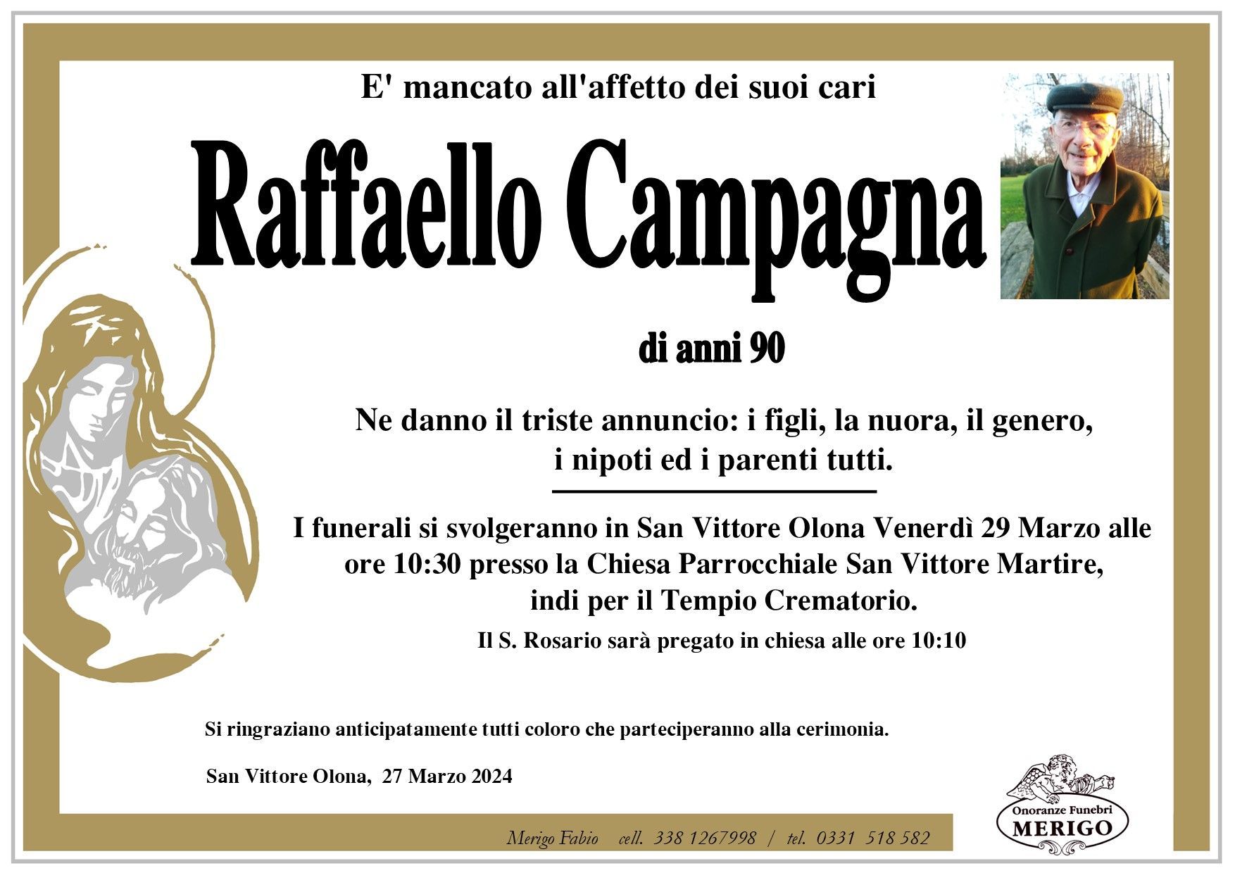 necrologio Raffaello Campagna