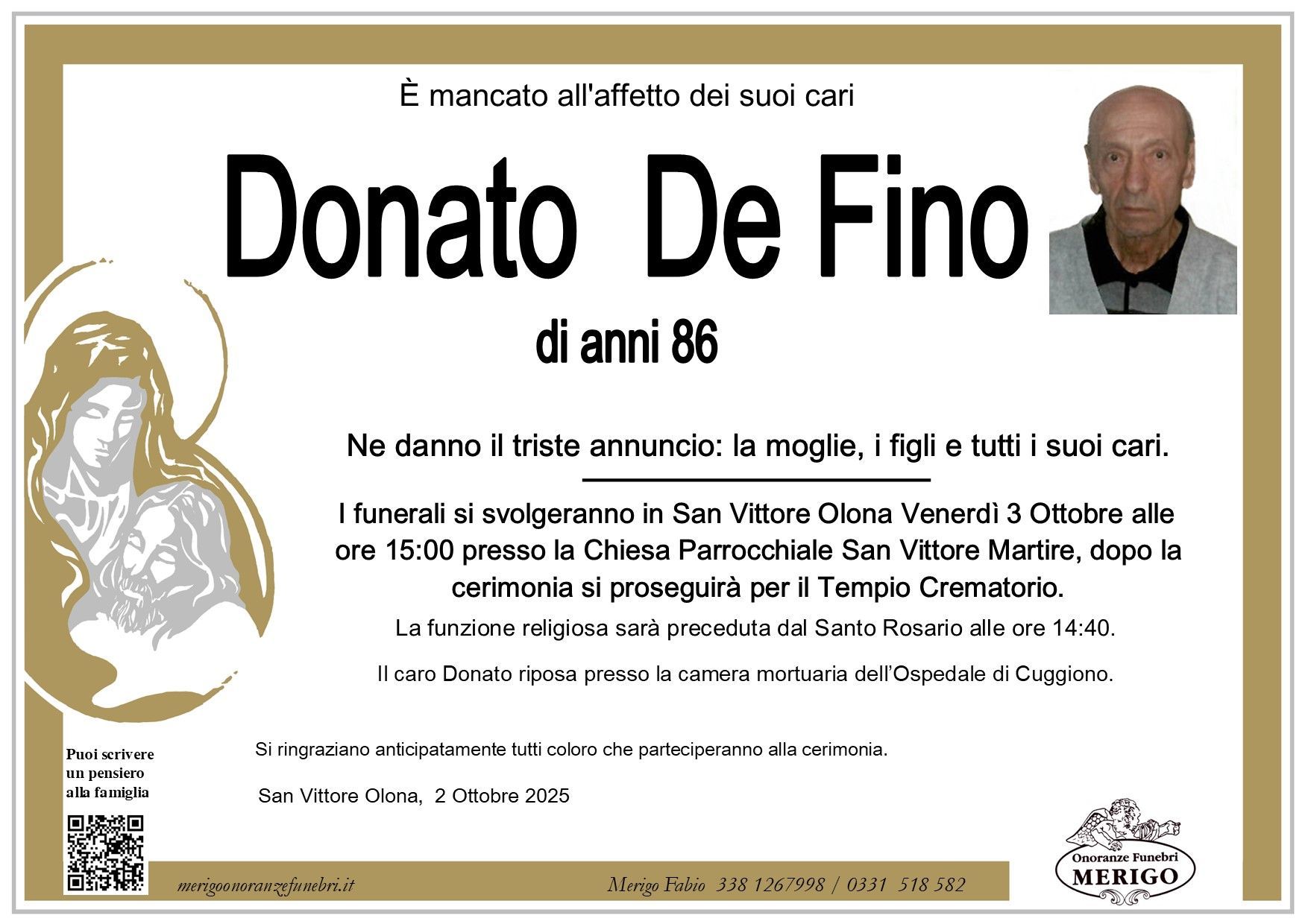 necrologio Donato De Fino