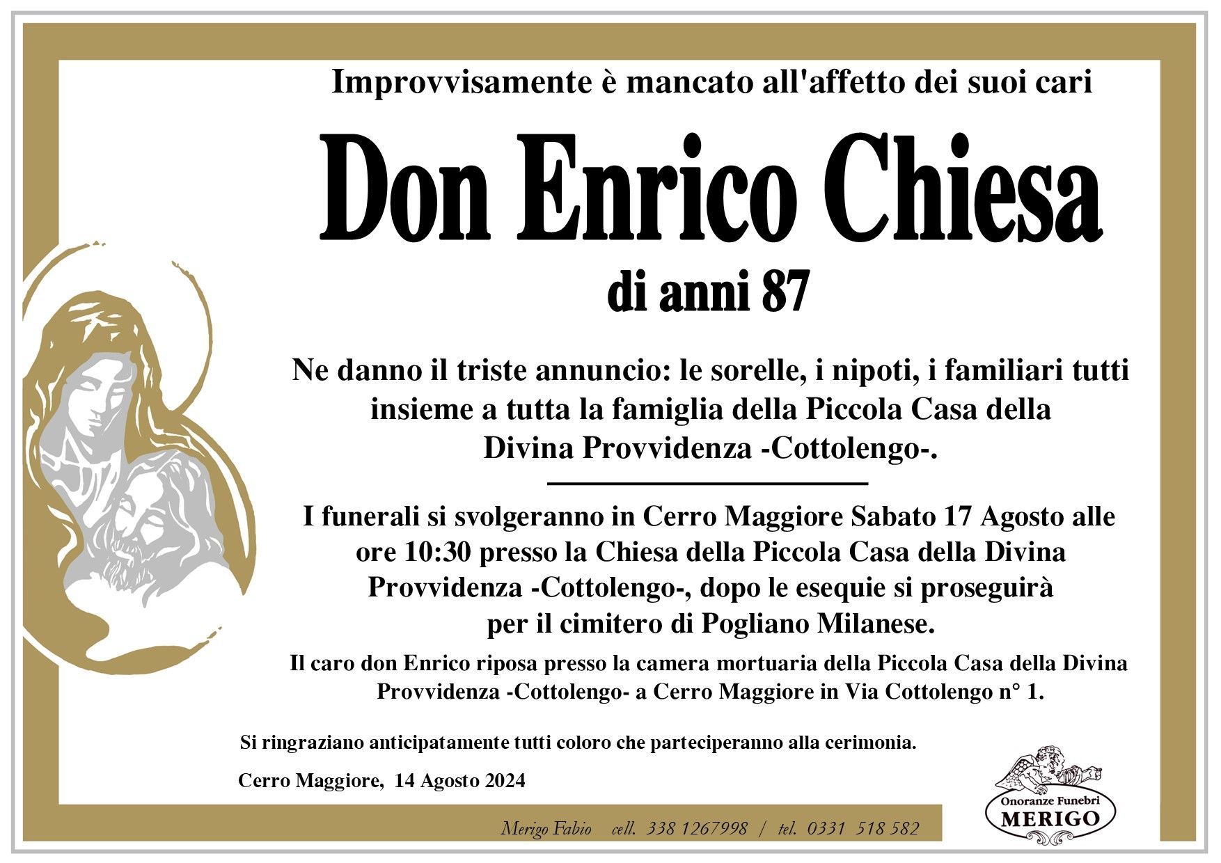 necrologio Don Enrico Chiesa