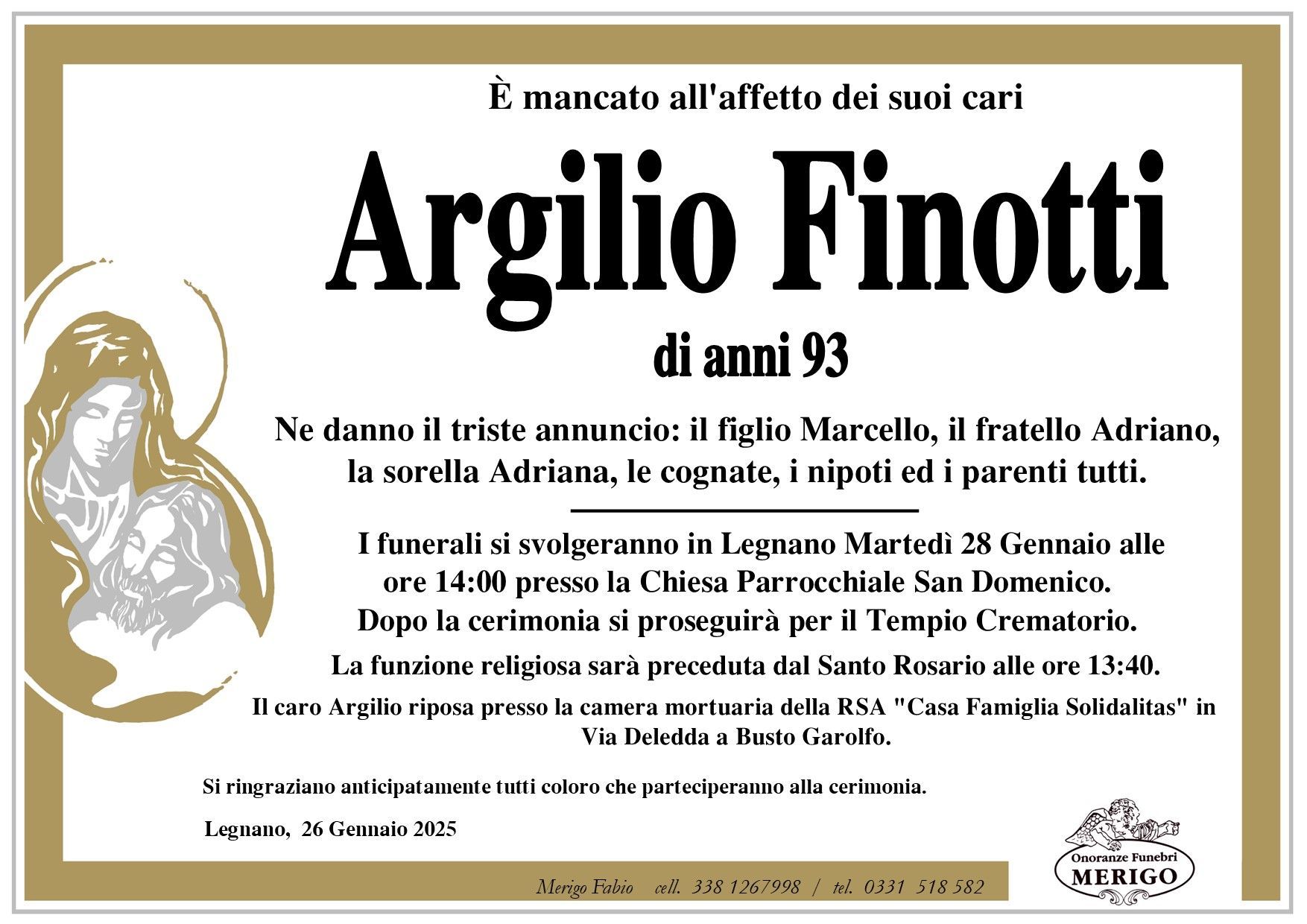 necrologio Argilio Finotti
