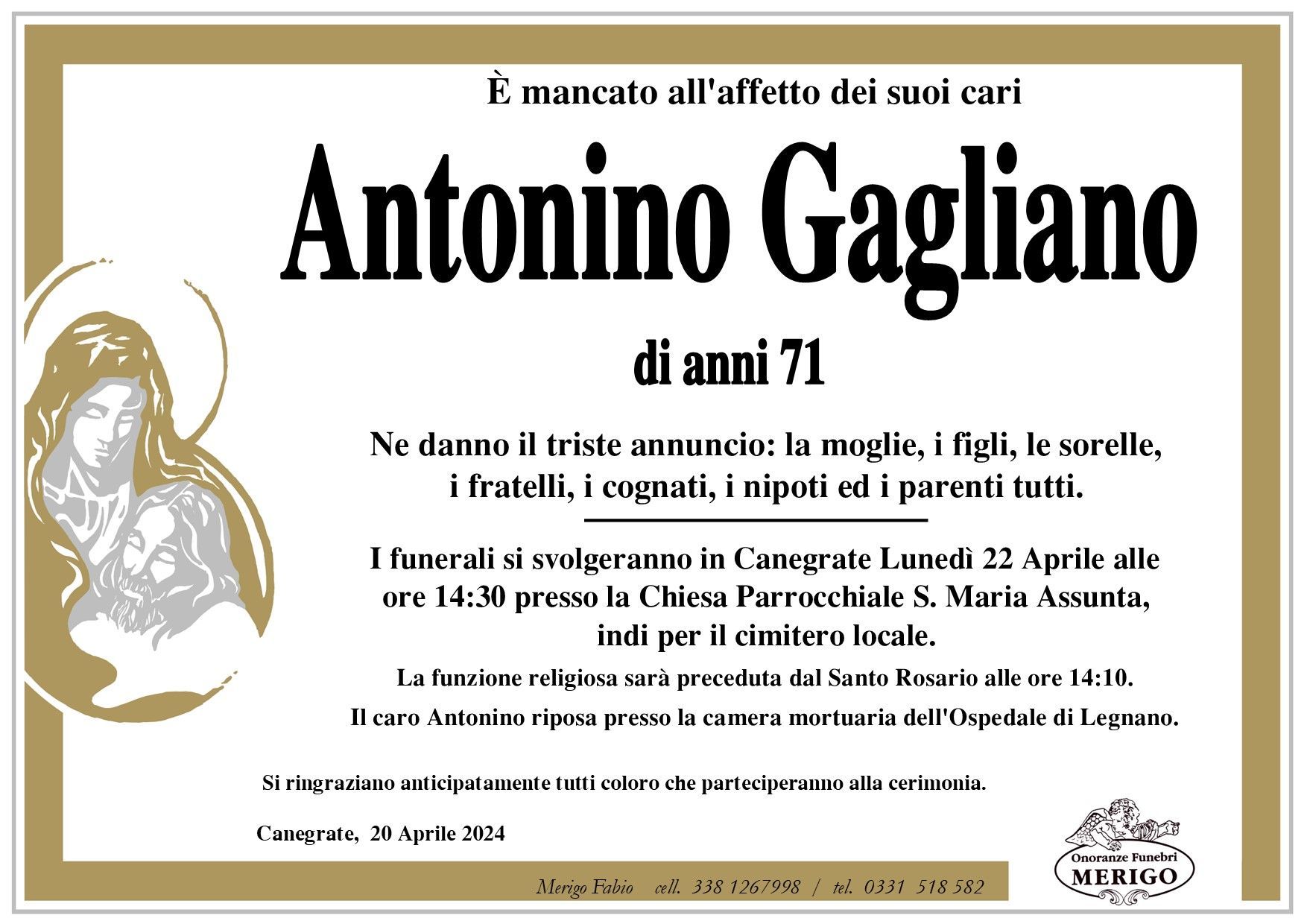 necrologio Antonino Gagliano