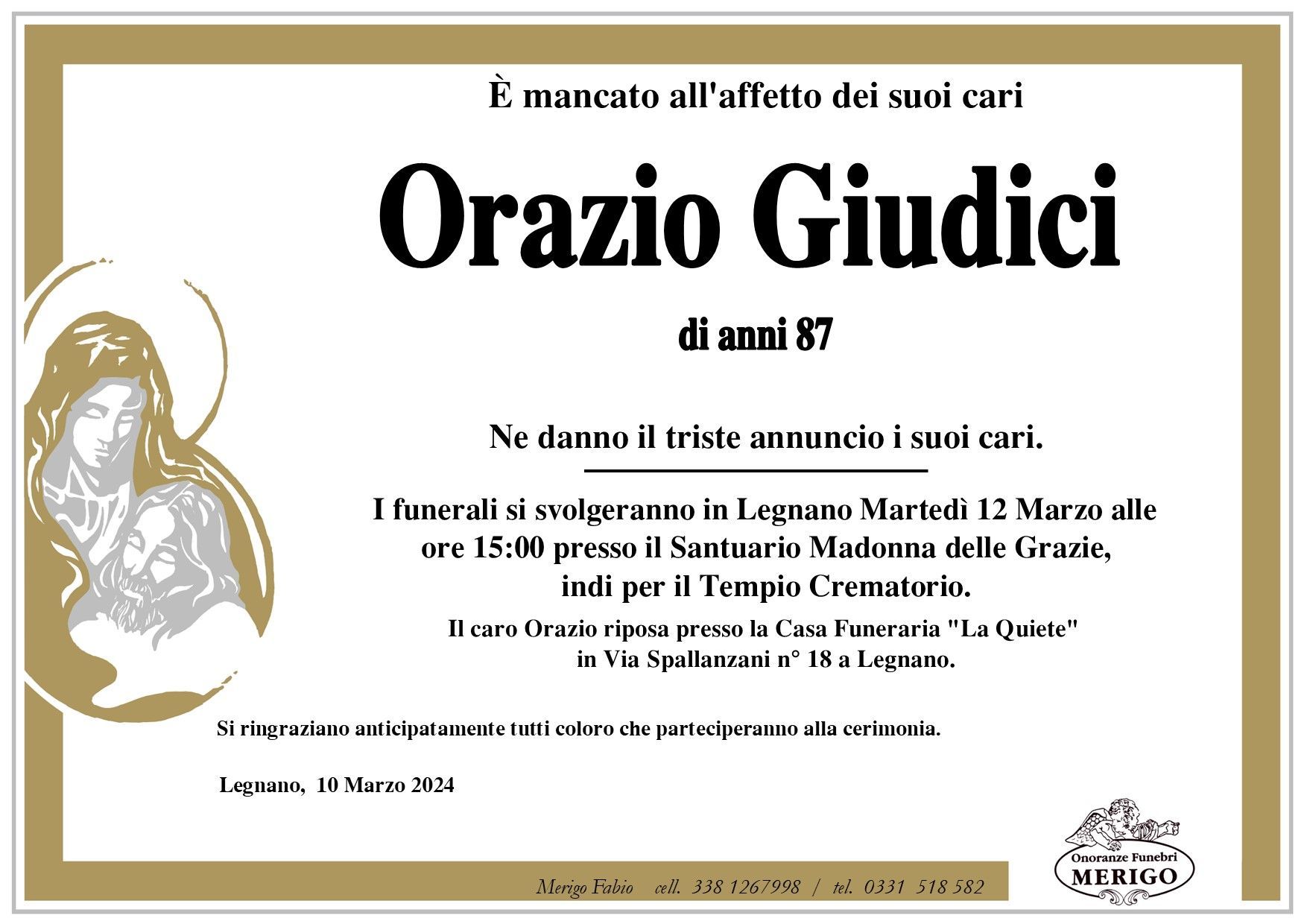 necrologio Orazio Giudici