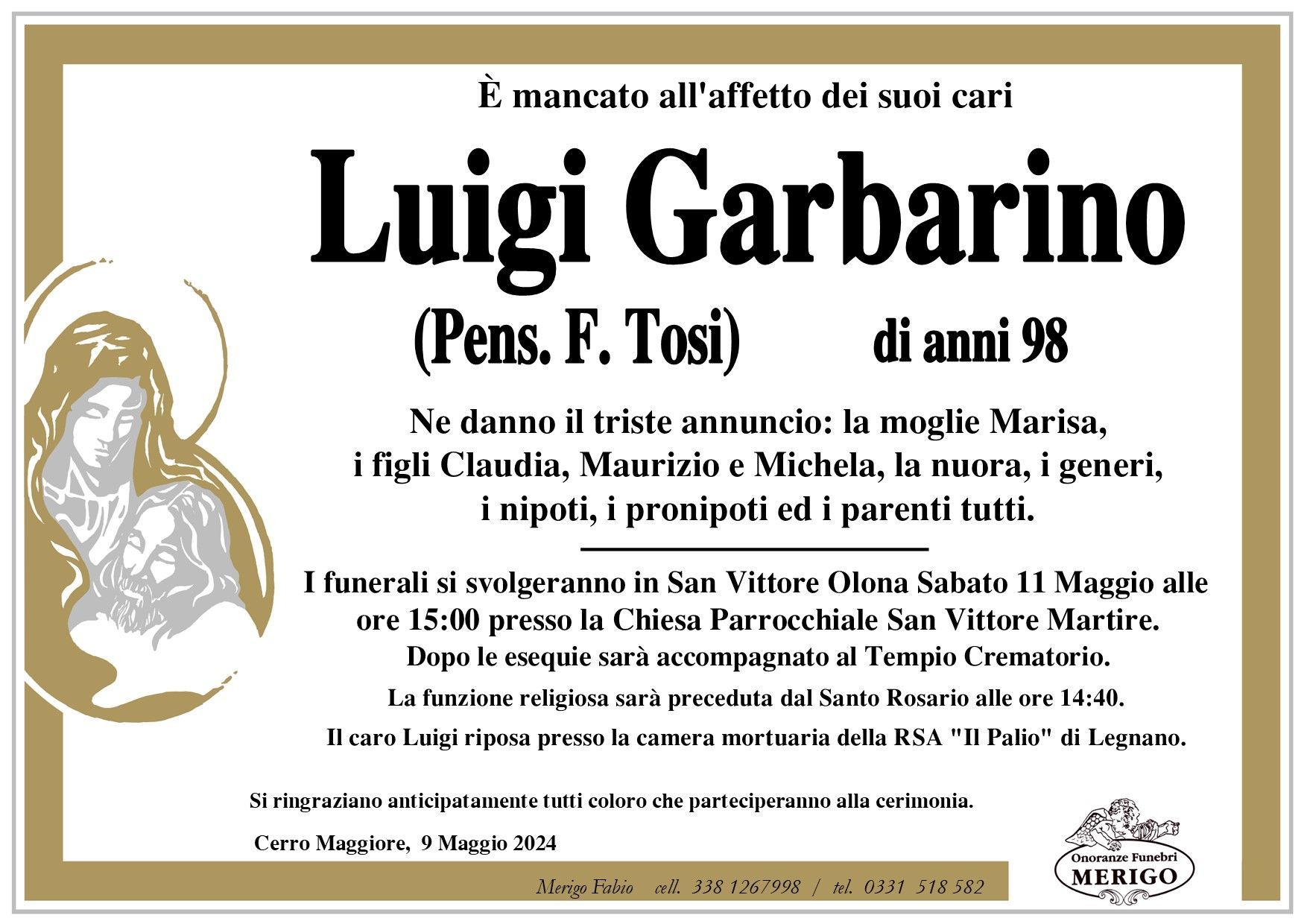 necrologio Luigi Garbarino