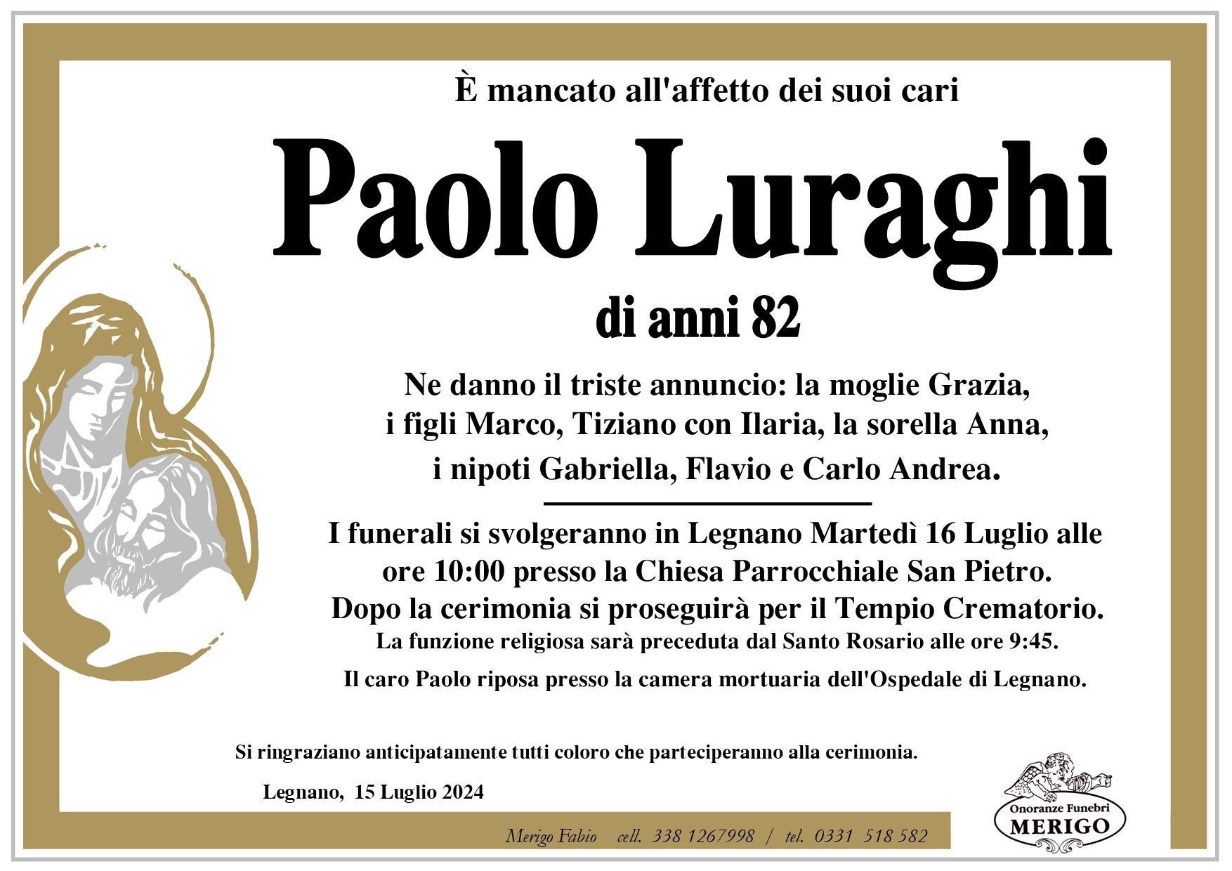 necrologio Paolo Luraghi