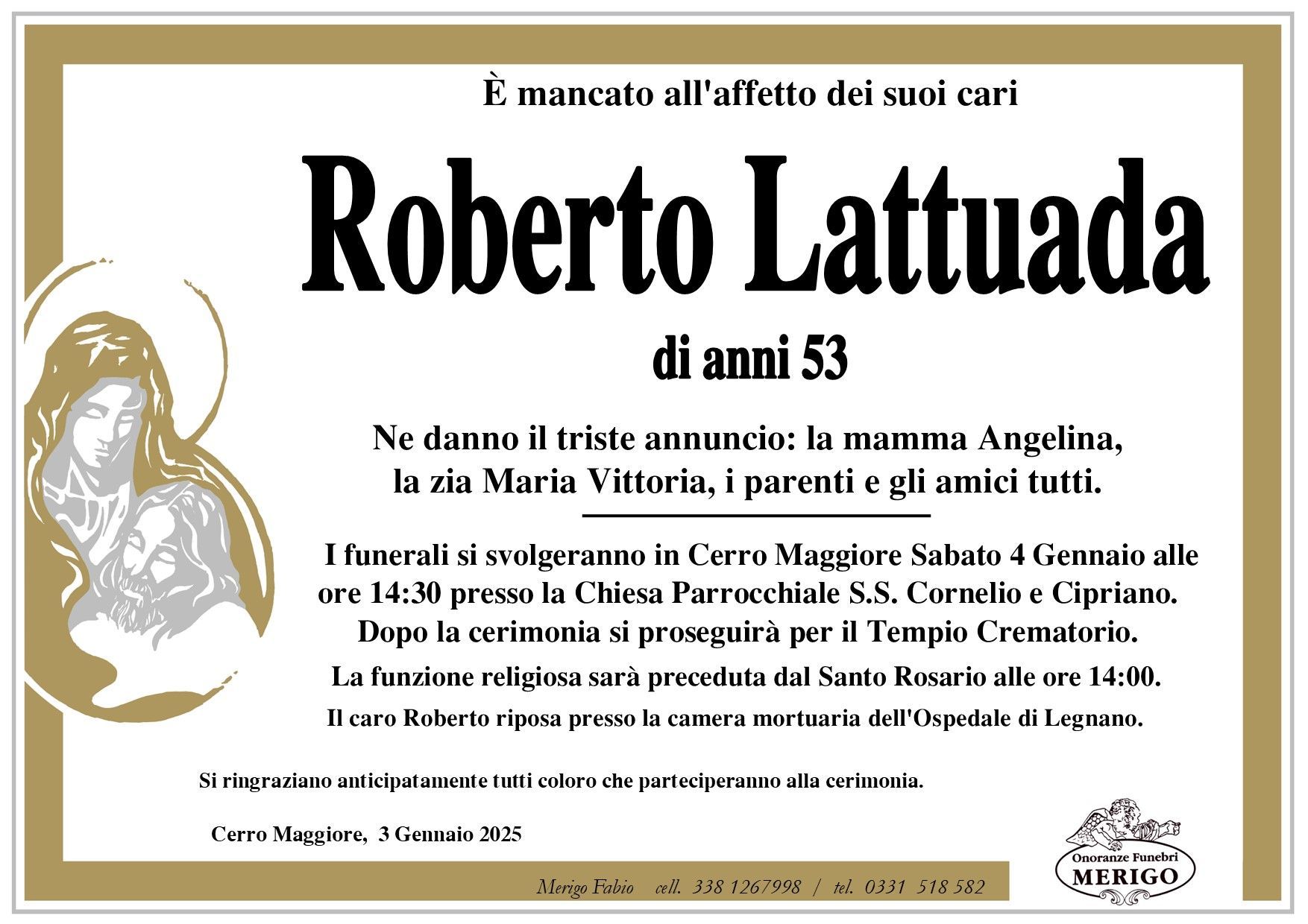 necrologio Roberto Lattuada
