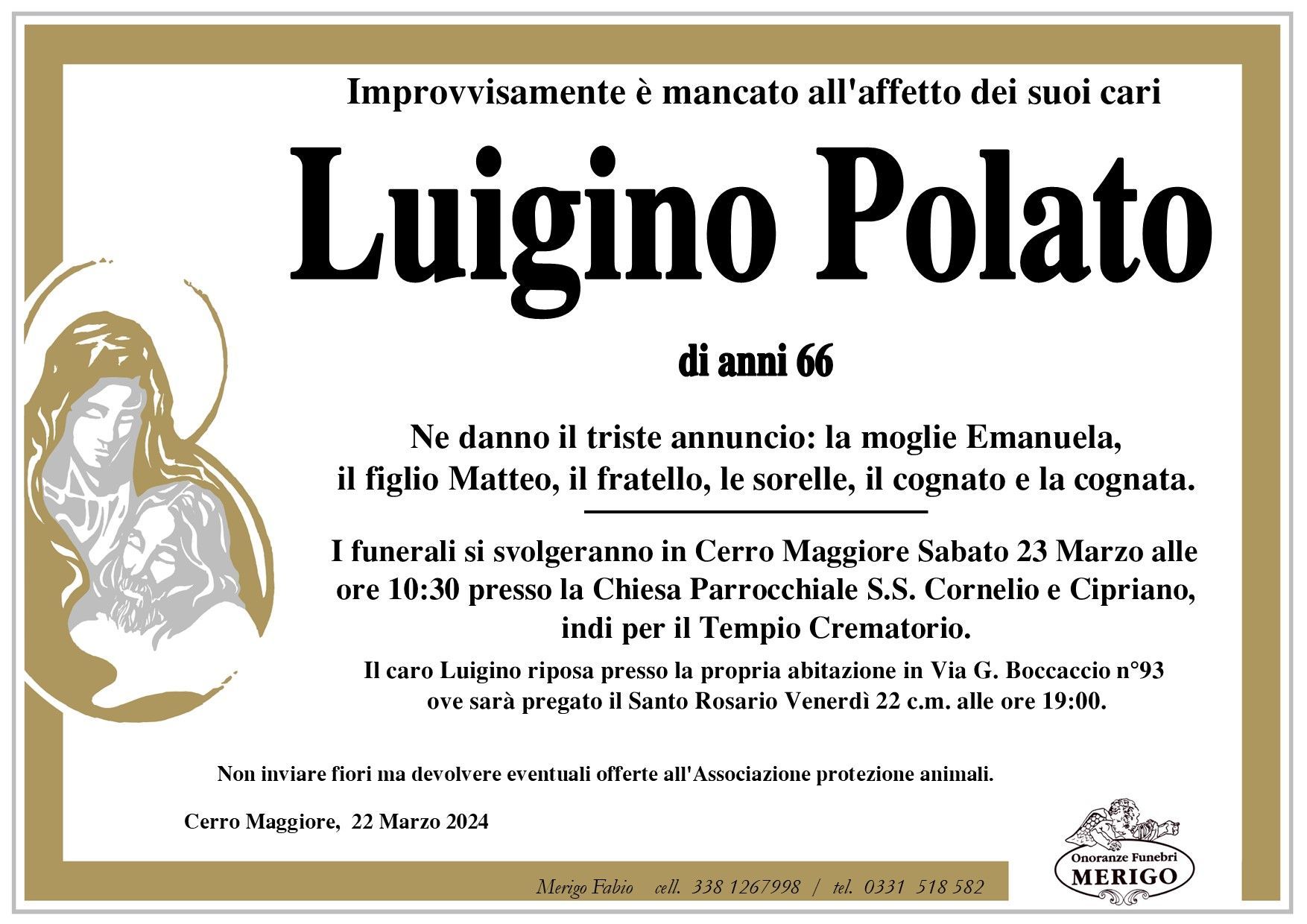 necrologio Luigino Polato