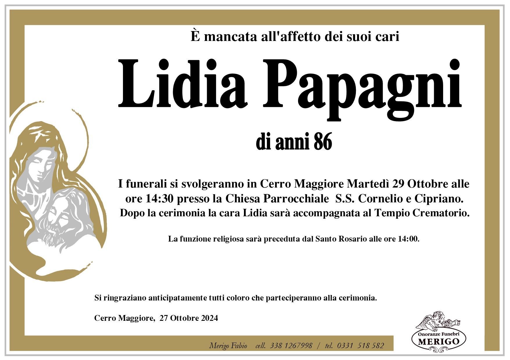 necrologio Lidia Papagni