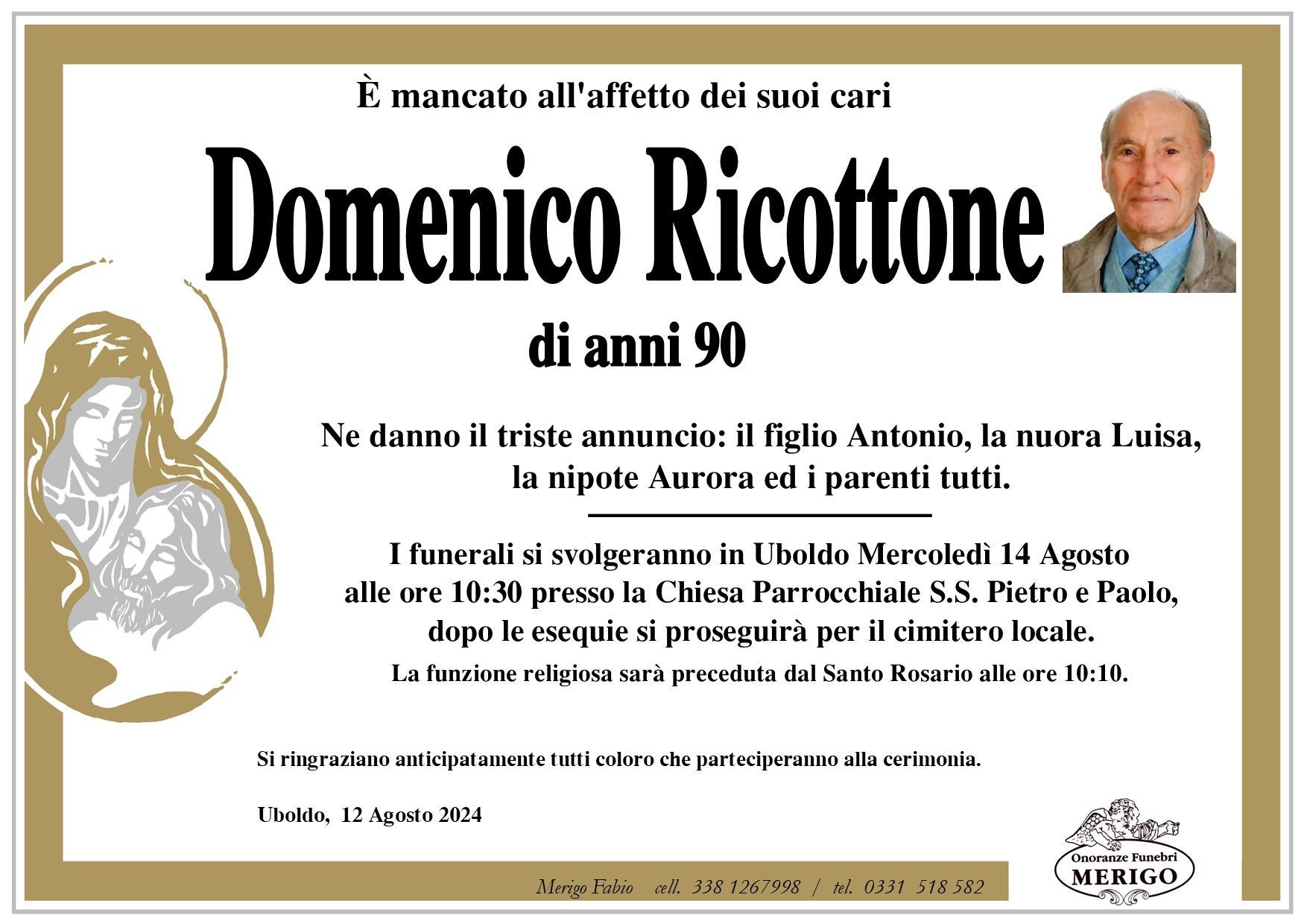 necrologio Domenico Ricottone