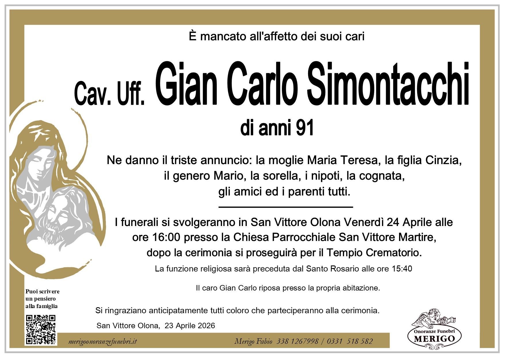 necrologio Cav. Uff. Gian Carlo Simontacchi