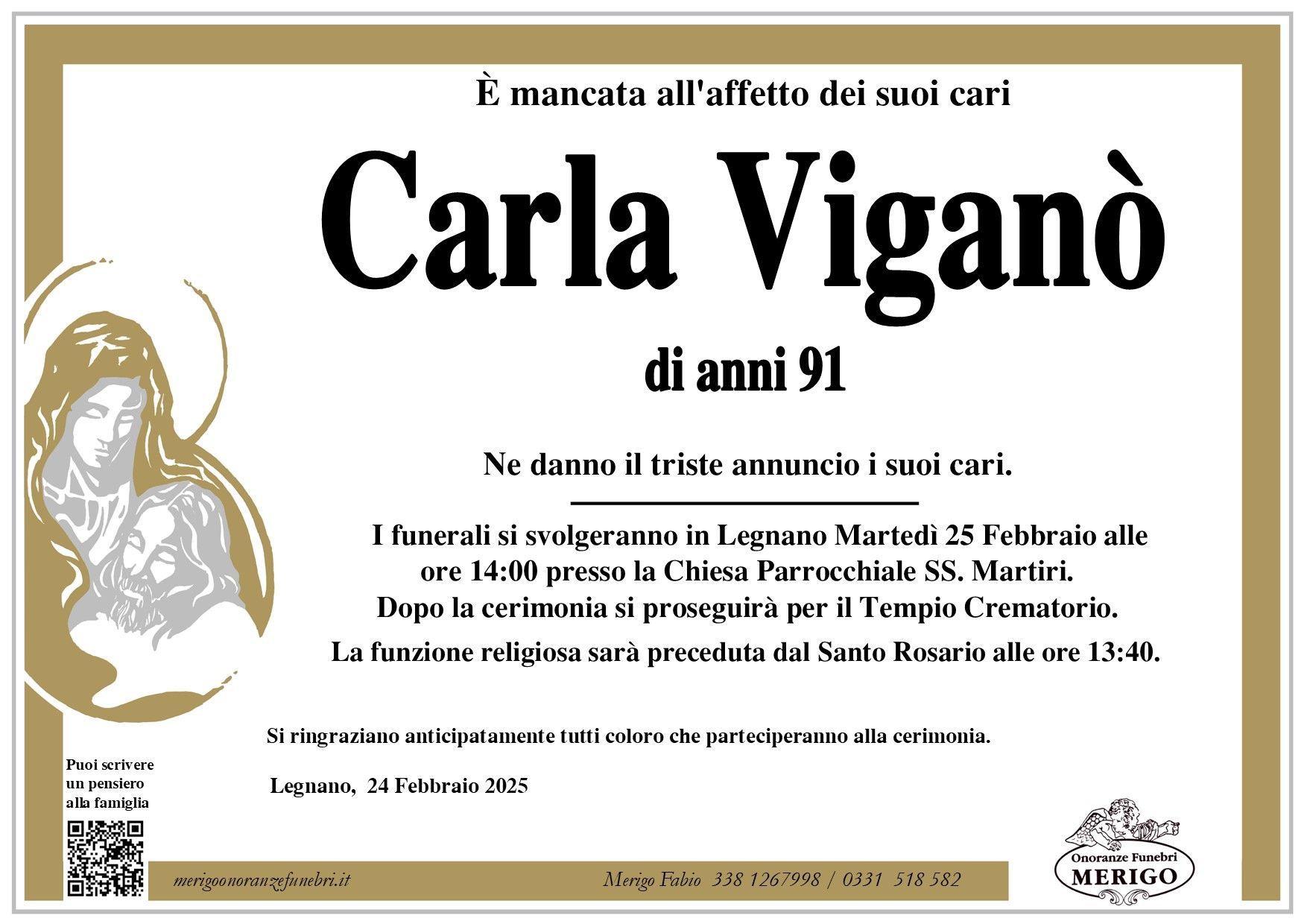 necrologio Carla Viganò
