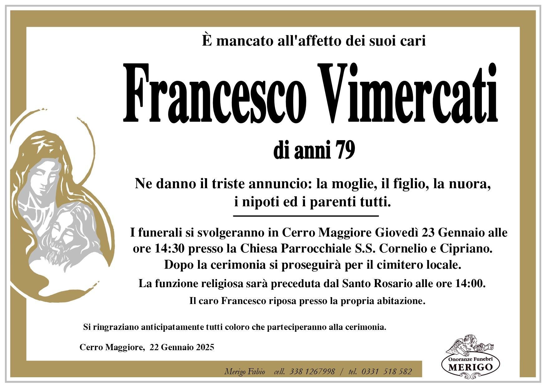 necrologio Francesco Vimercati