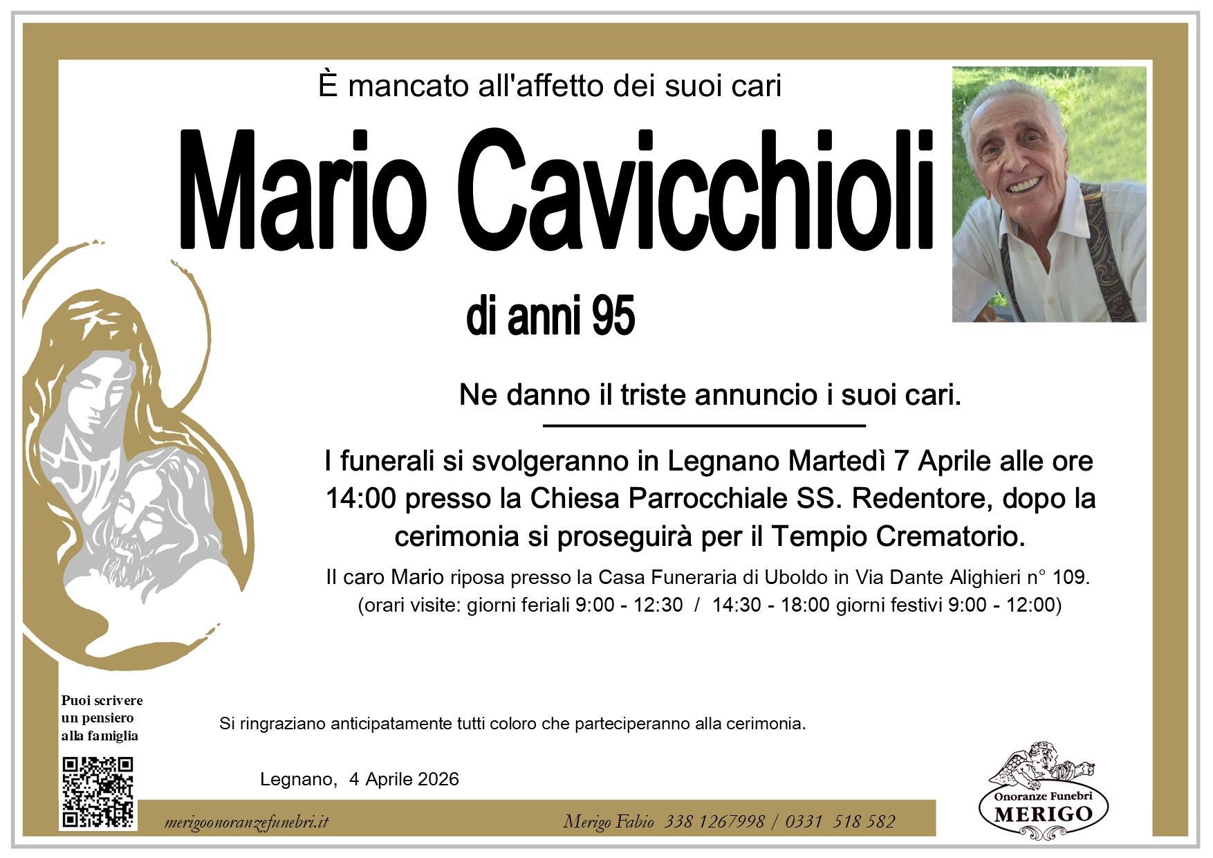 necrologio Mario Cavicchioli