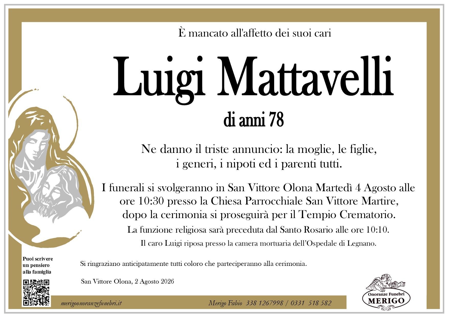 necrologio Luigi Mattavelli