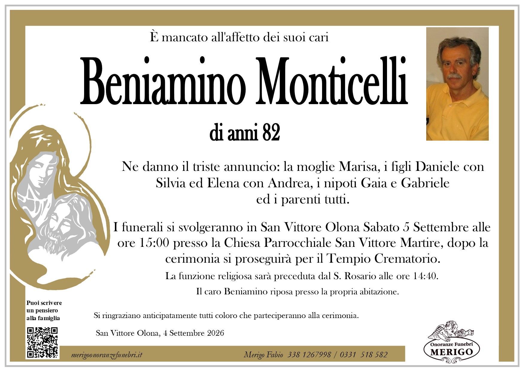 necrologio Beniamino Monticelli