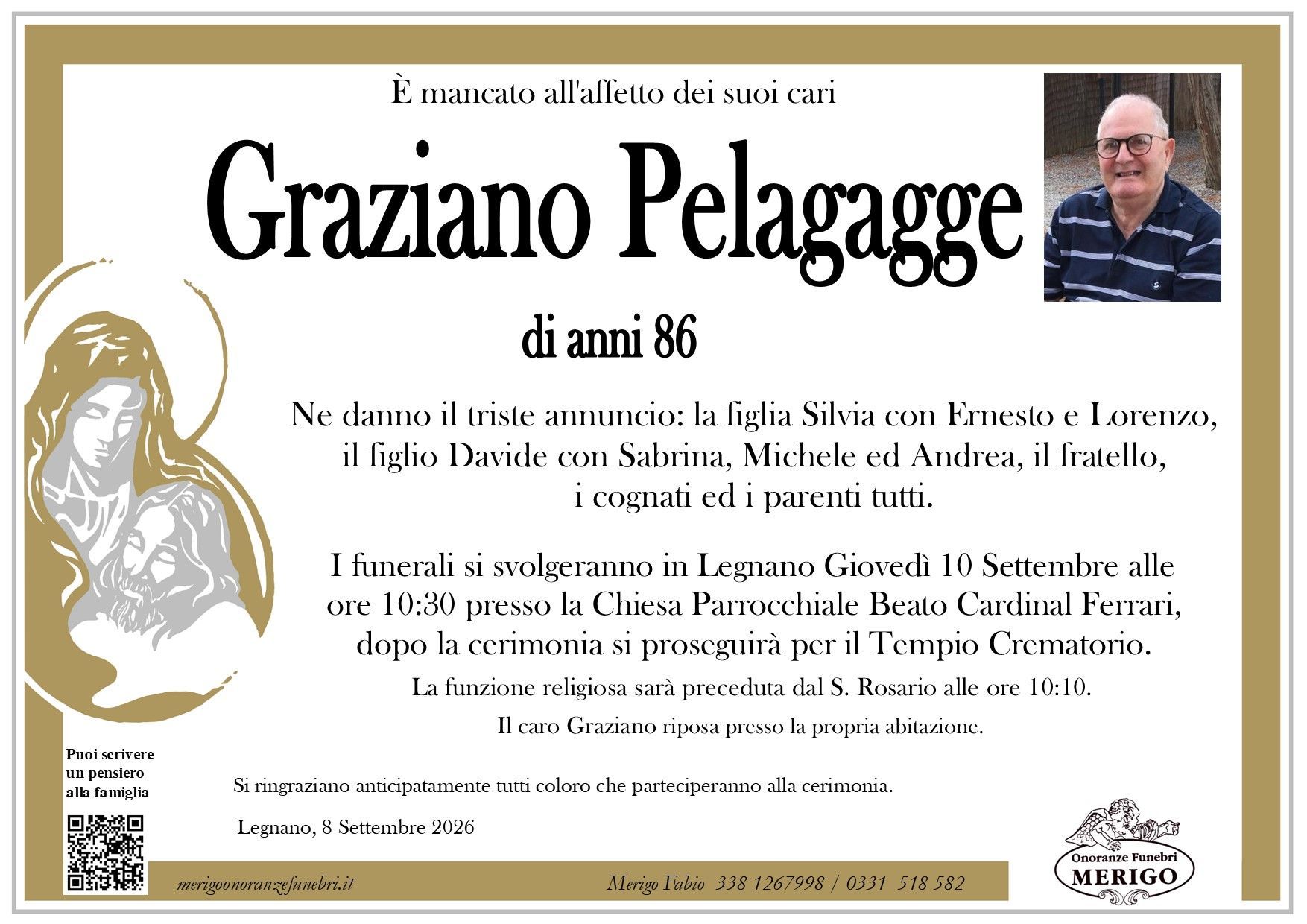 necrologio Graziano Pelagagge
