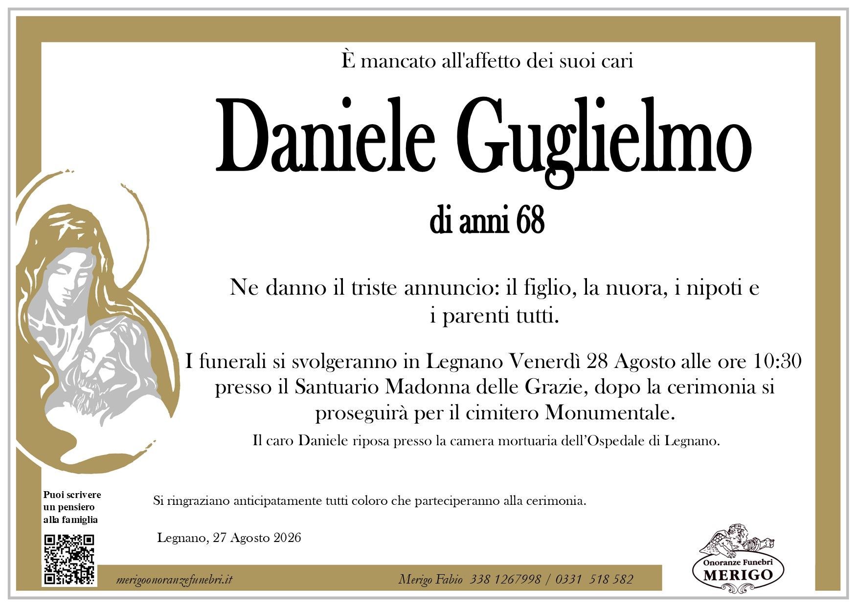 necrologio Daniele Guglielmo