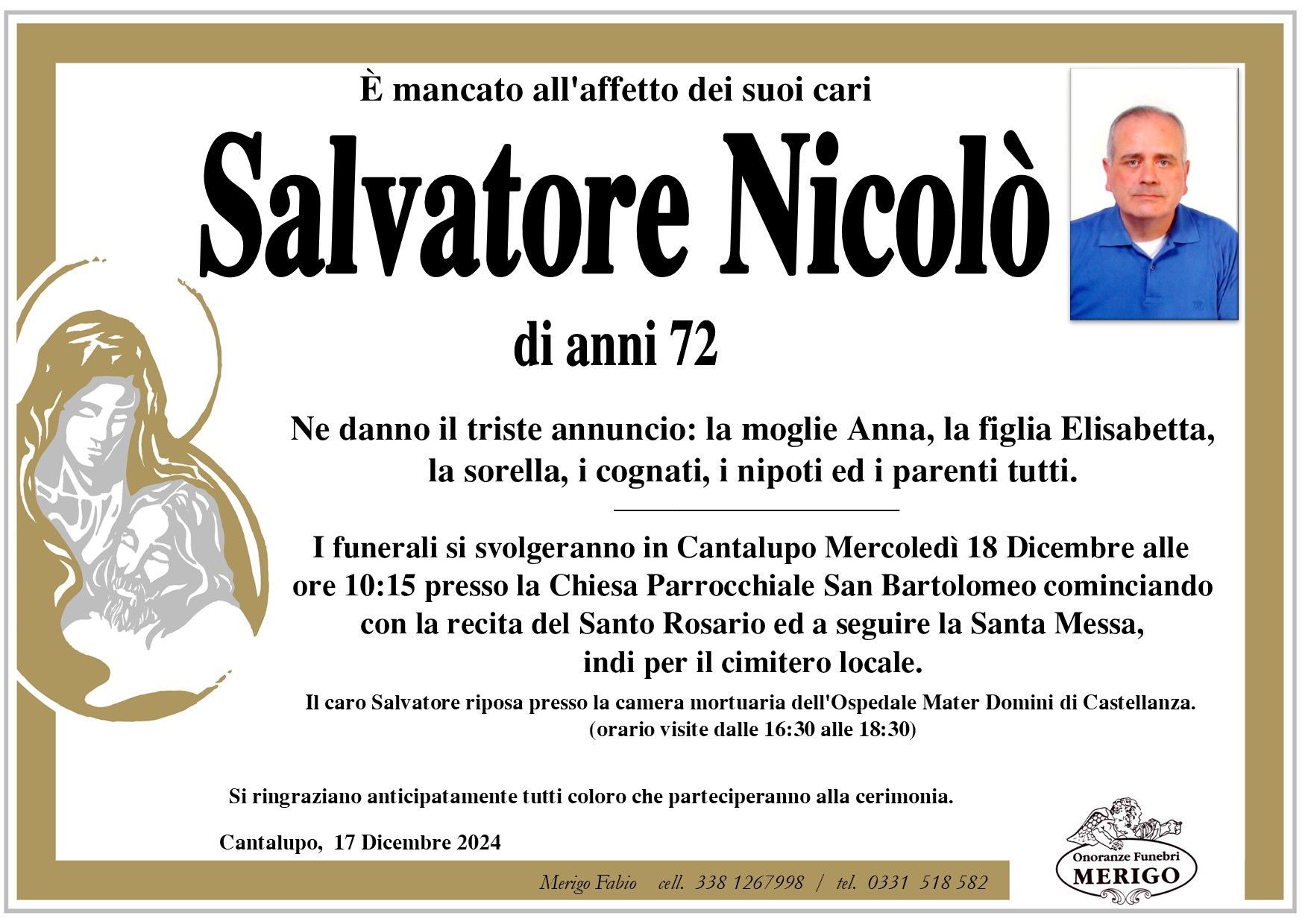 necrologio Salvatore Nicolò