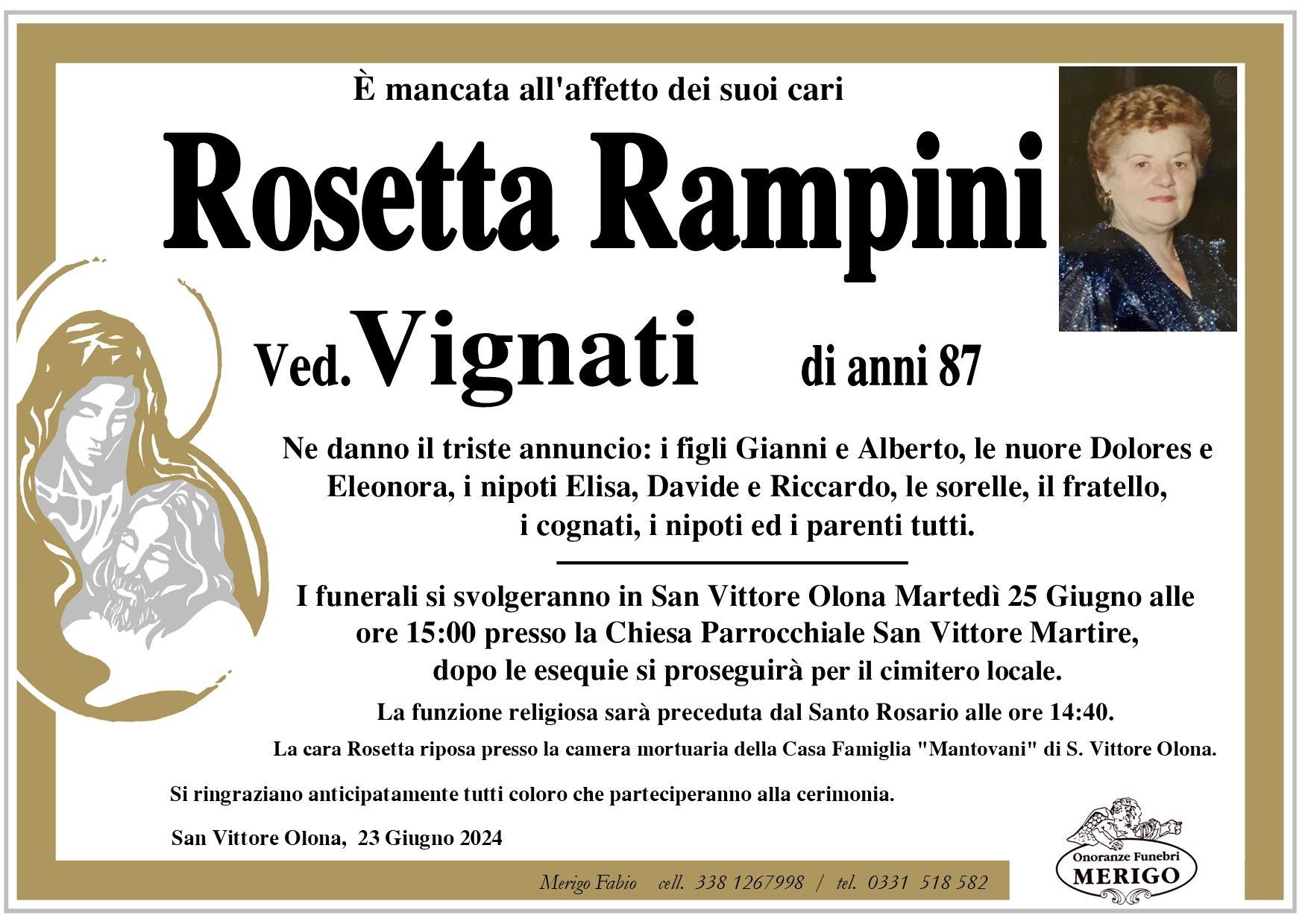 necrologio Rosetta Rampini
