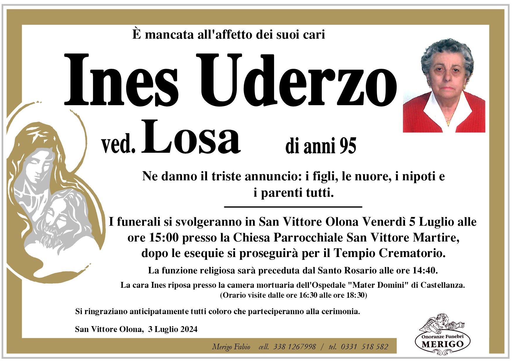 necrologio Ines Uderzo ved. Losa