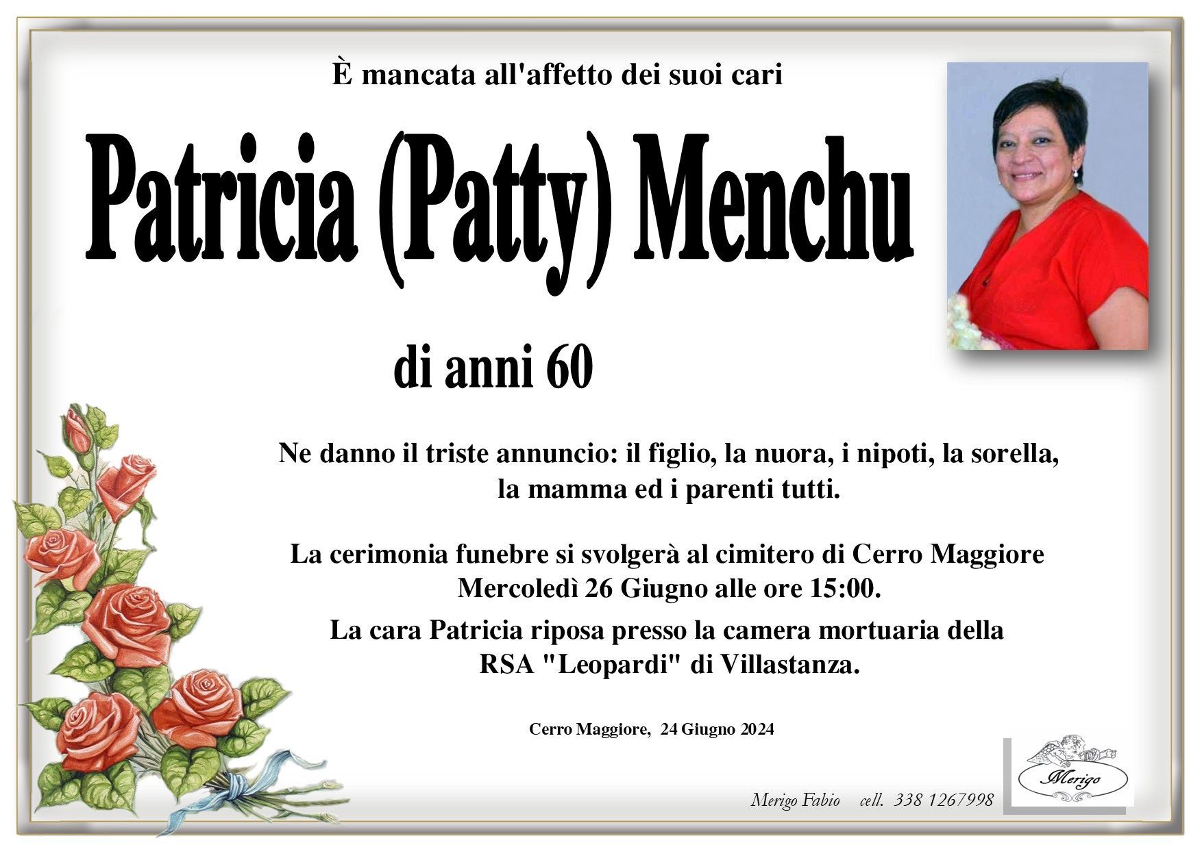 necrologio Patricia (Patty) Menchu