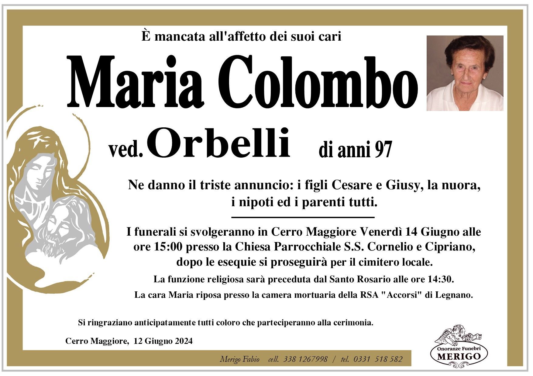 necrologio Maria Colombo