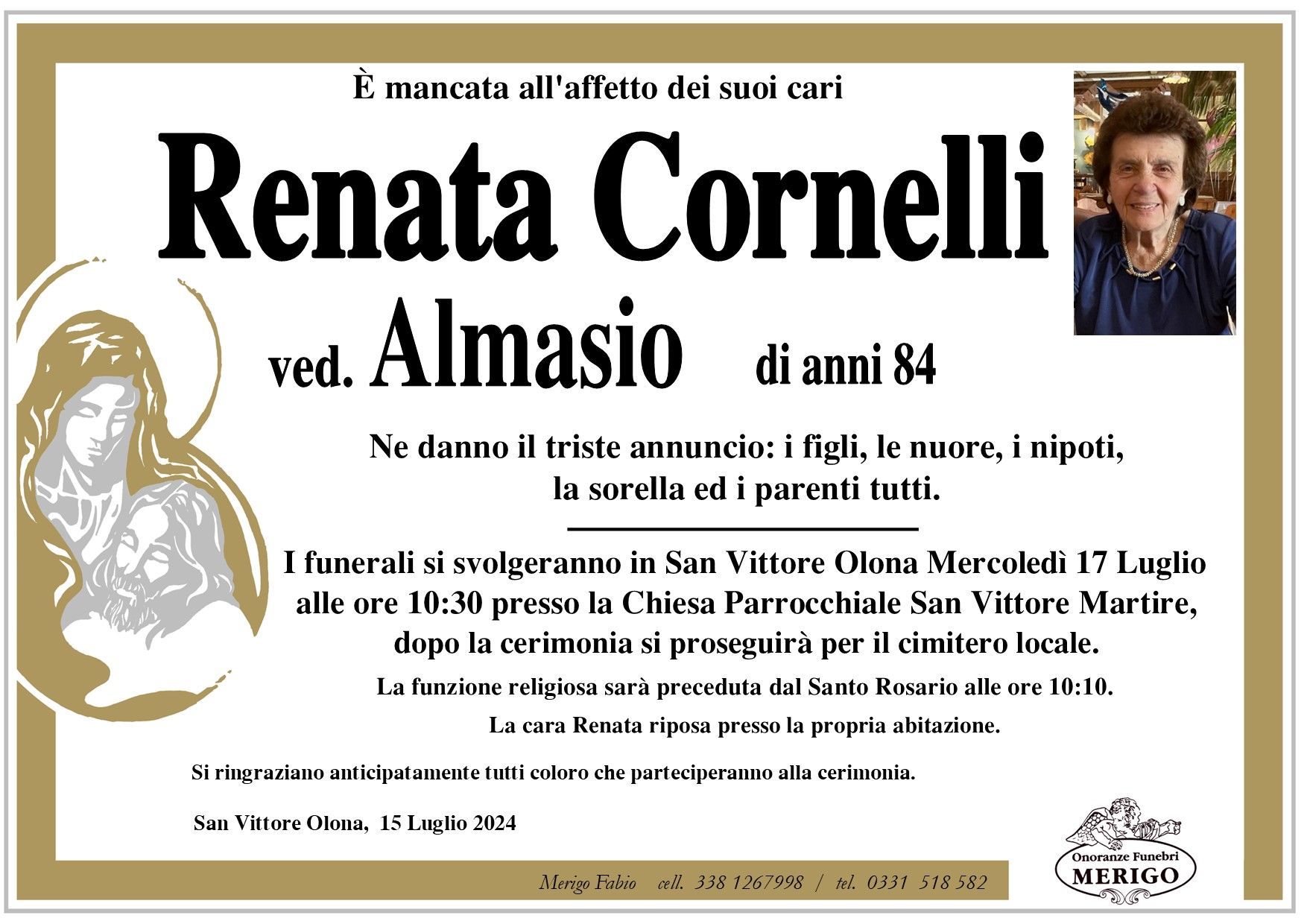 necrologio Renata Cornelli ved. Almasio