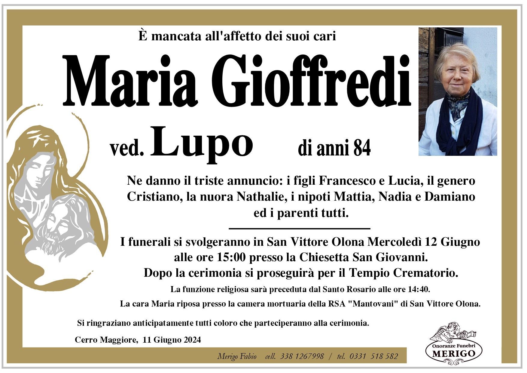 necrologio Maria Gioffredi