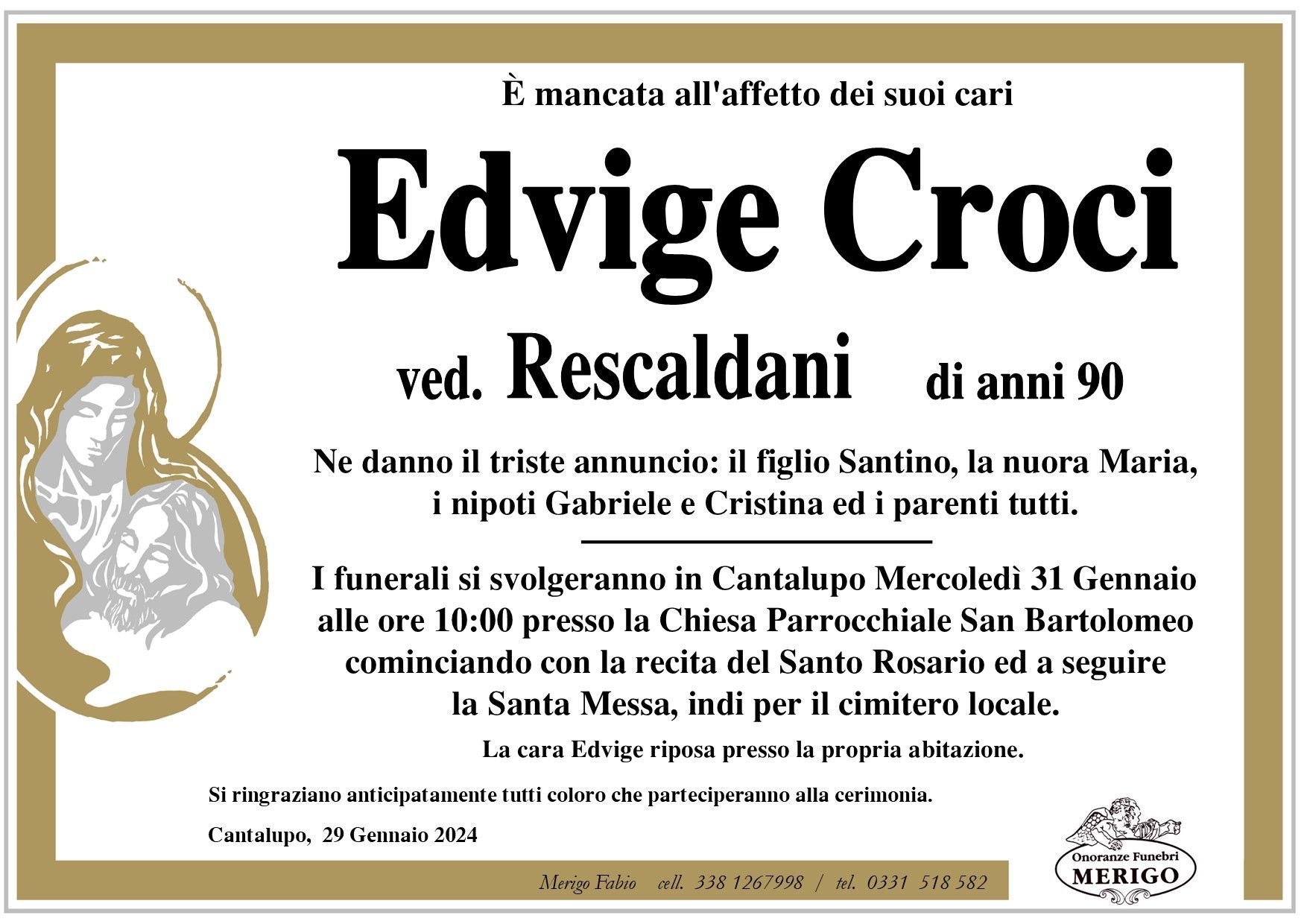 necrologio Edvige Croci
