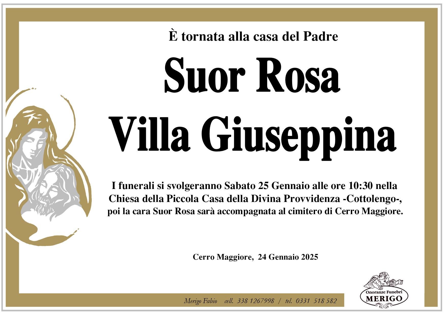 necrologio Suor Rosa - Villa Giuseppina