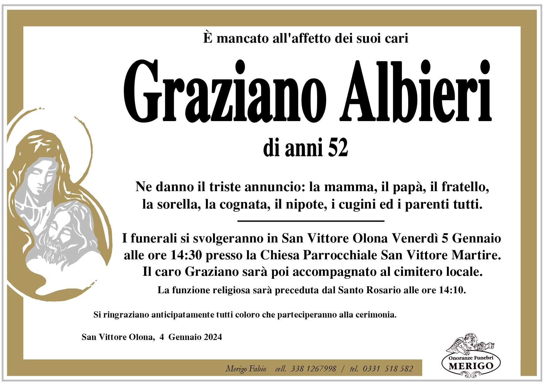 necrologio Graziano Albieri