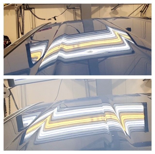 Car body, small dent damage before and after