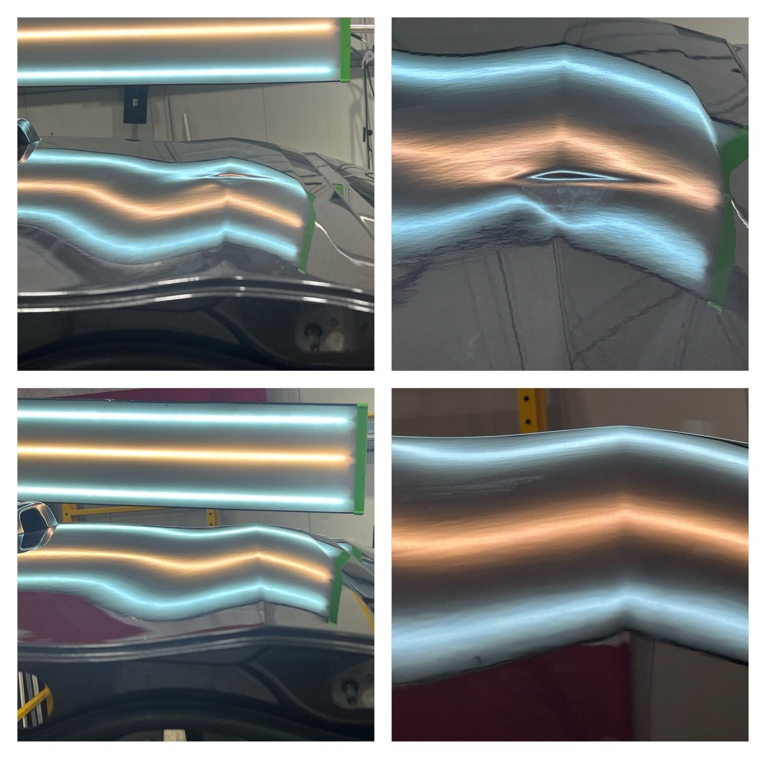 Car body, small dent damage before and after