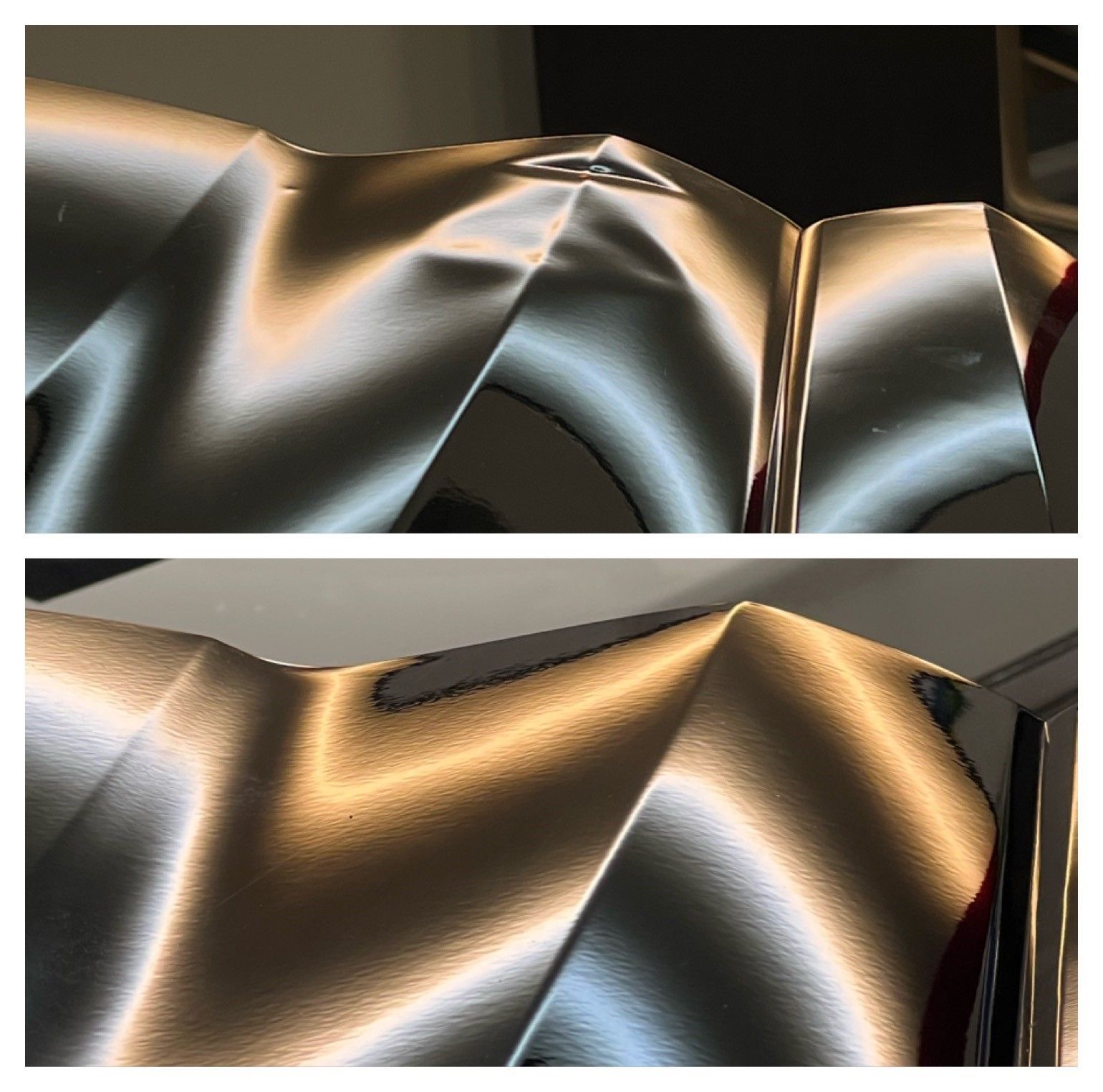 Car body, small dent damage before and after