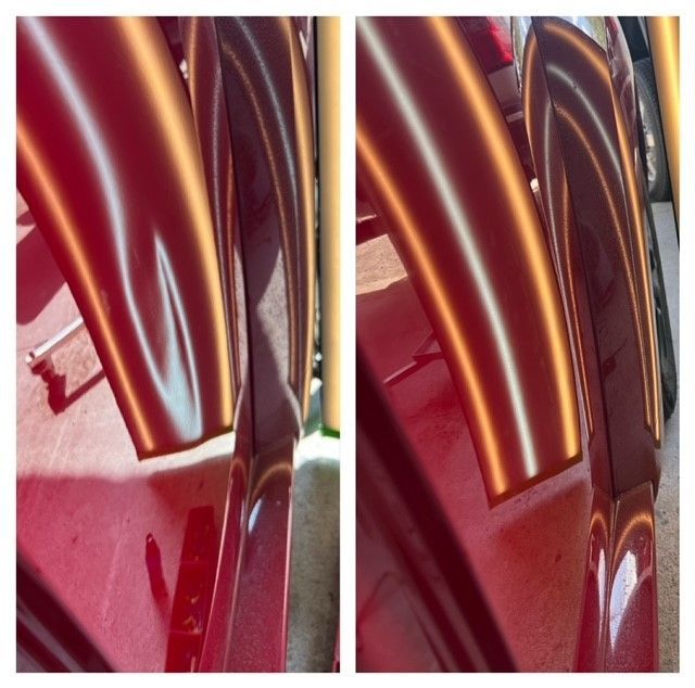 Car body, small dent damage before and after