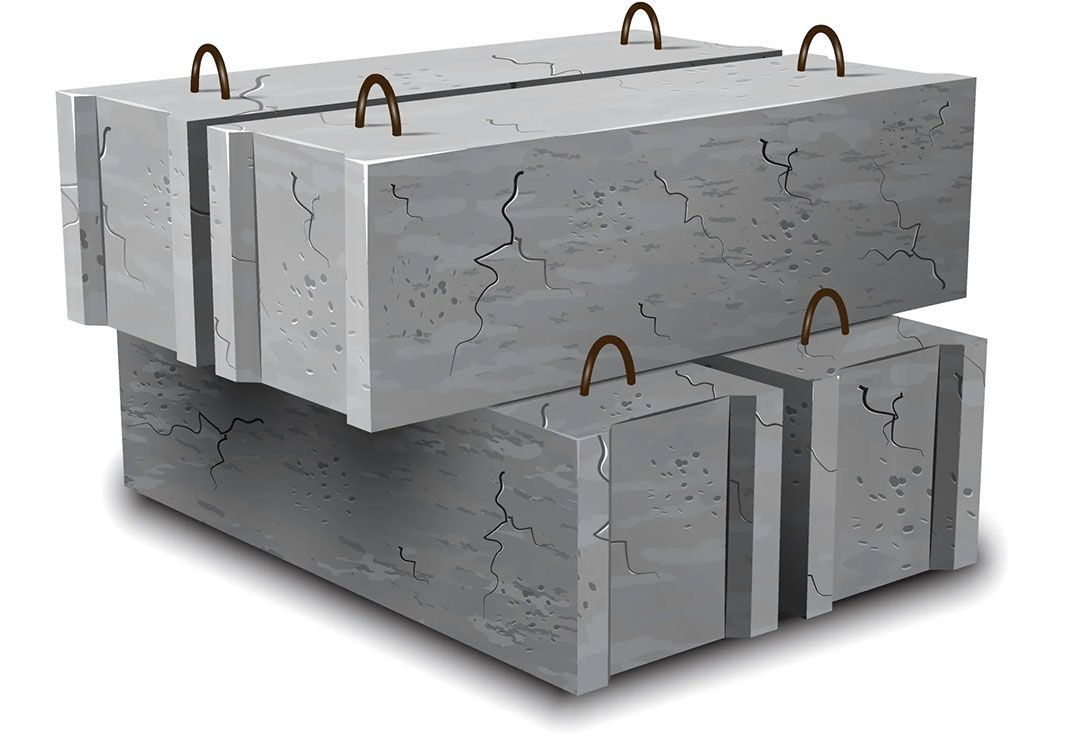 Two concrete blocks stacked on top of each other on a white background.