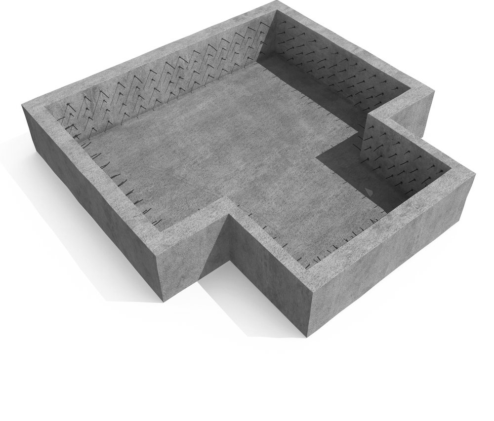 A 3d model of a concrete foundation with holes in it
