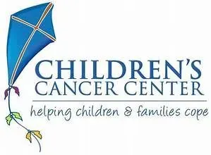 The children 's cancer center logo has a blue kite on it.