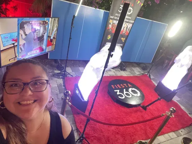 Guests enjoying Fiesta 360 red carpet photo booth experience
