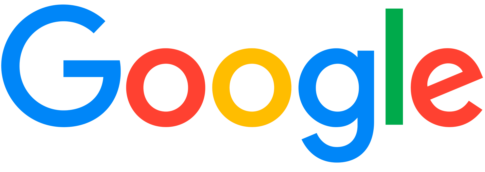 A colorful google logo on a white background