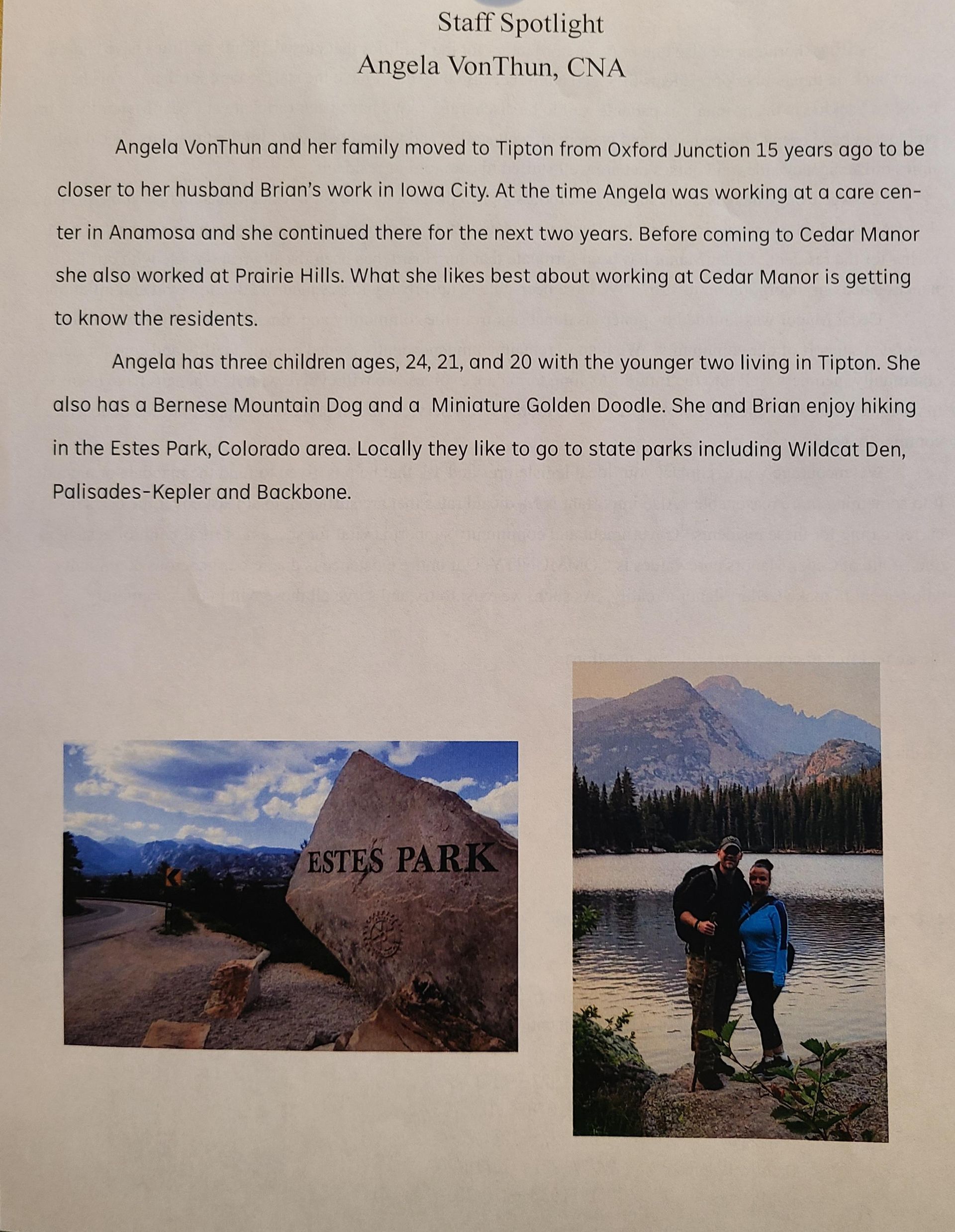 Fun & Adventures Tipton, IA Cedar Manor Nursing Home