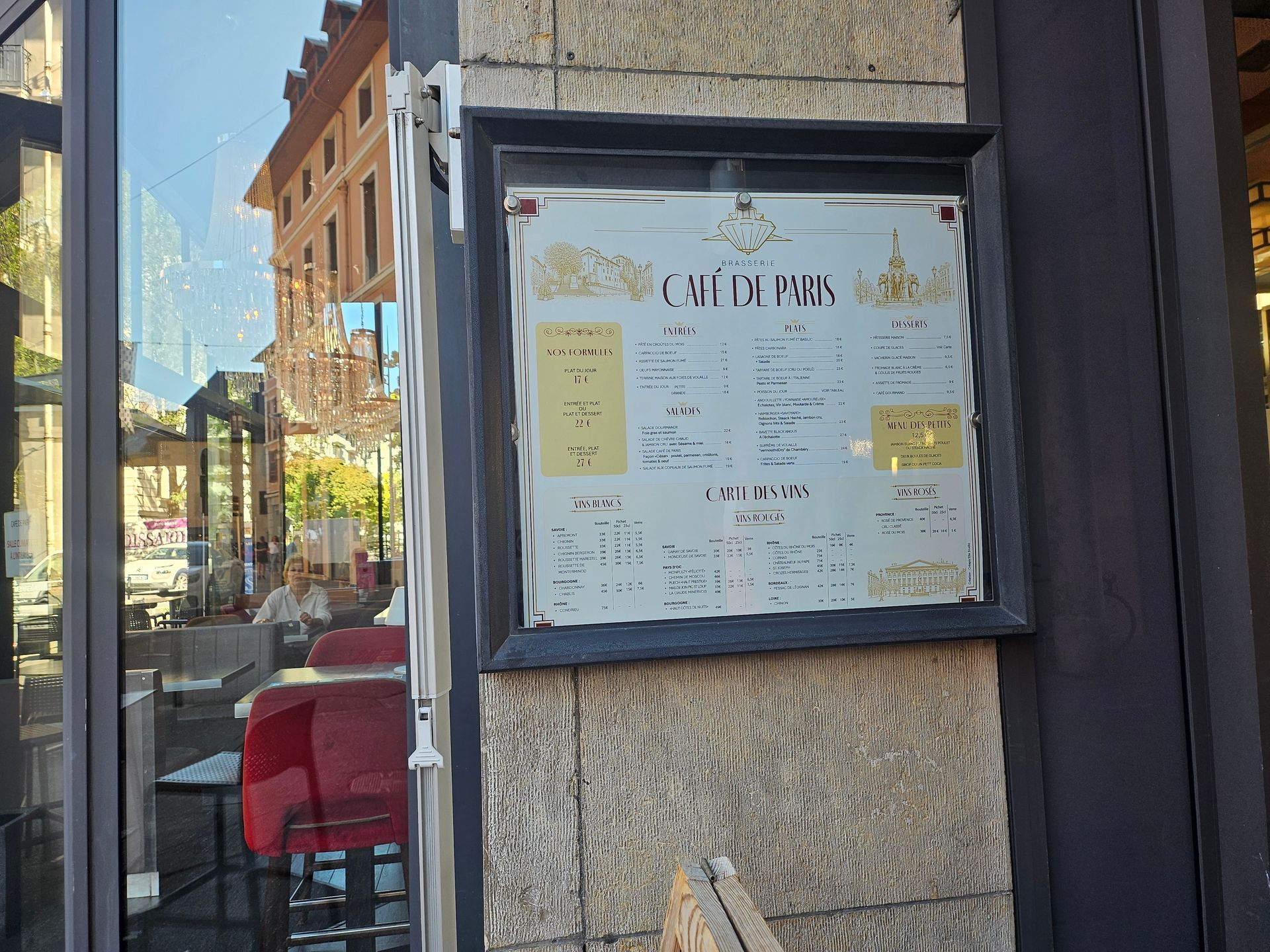 Carte restaurant - Café de Paris