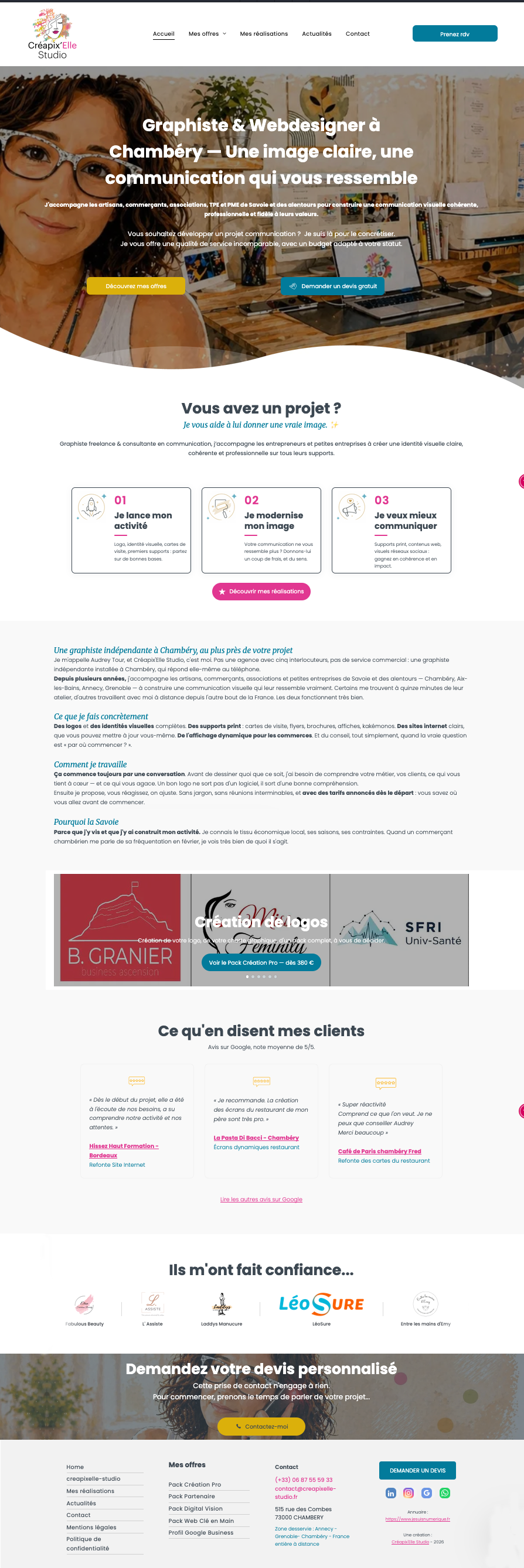 Aperçu du site sur ordinateur