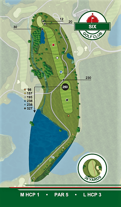 A map of the seventh hole of a golf course